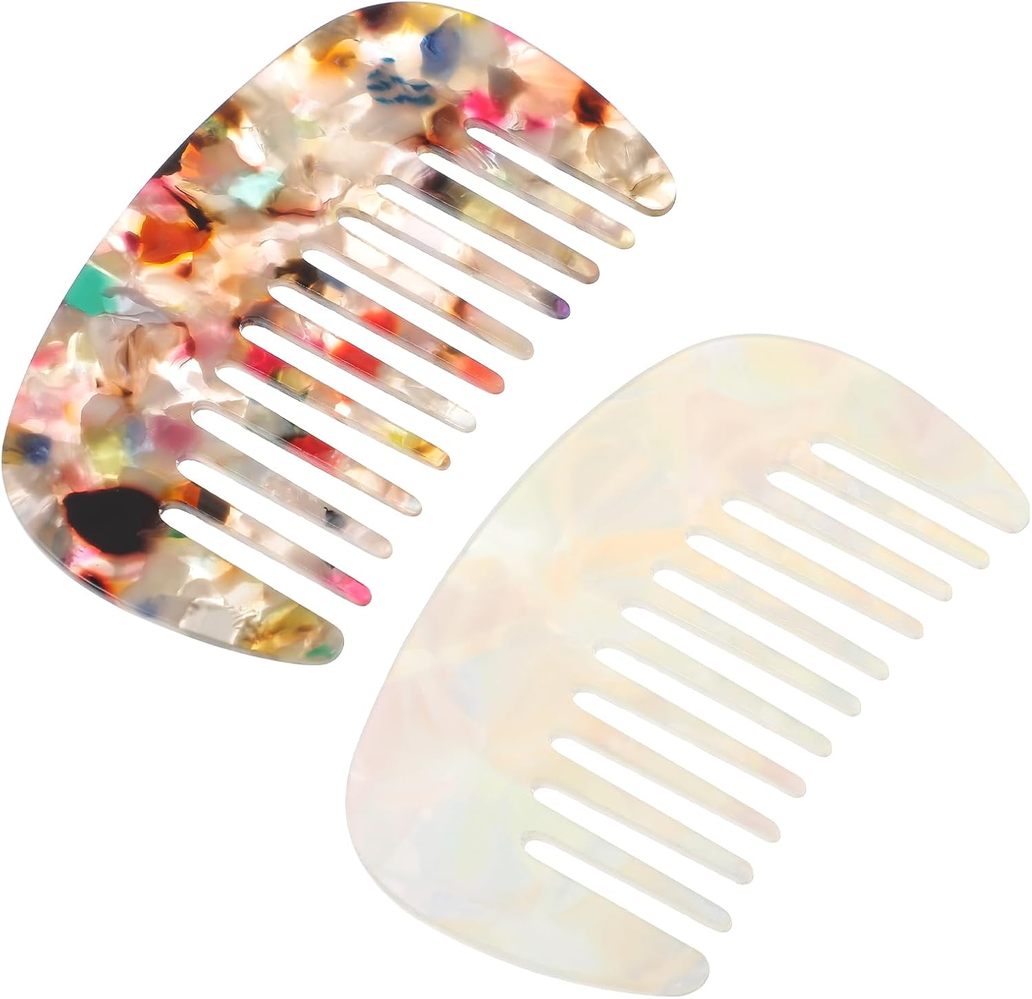 YUXIANLB Wide Tooth Comb Detangling Comb for Women Hair Pocket Comb 2Pcs Multicolor Anti-Static Small Size Acetate Hair Detangler Brush for Bangs Thick Curly Wavy Long Hair Daily Hair Care Wet and Dry image number 2