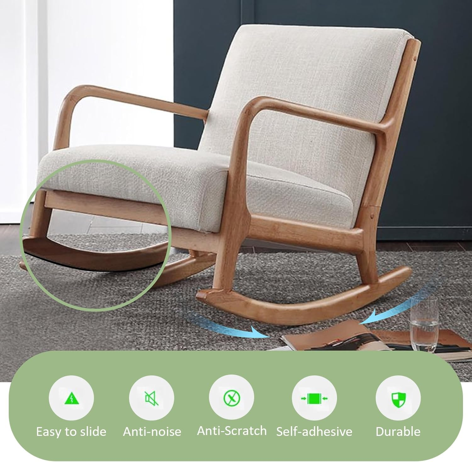 COMNICO 4 Rolls Felt Strip with Adhesive Backing, Non Slip Cuttable Felt Tape Self Adhesive Furniture Pads for Protecting Furniture Surfaces Hardwood Floor Chair Wall (Black, 1/2X60In)(Black,4) image number 5