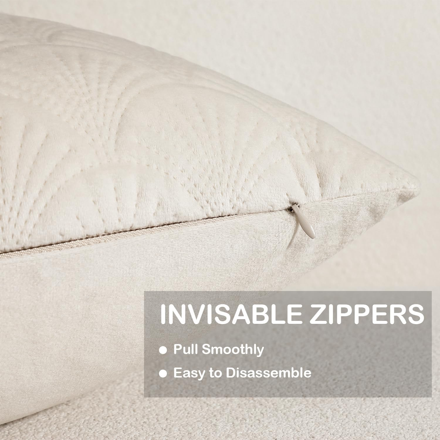 Pack of 2 Velvet Decorative Throw Pillow Covers, Embossed Patterned Couch Cushion Covers Soft Solid Cushion Cases with Invisible Zipper for Sofa Bed Living Room Car Chair Couch Farmhouse Home Decor image number 1