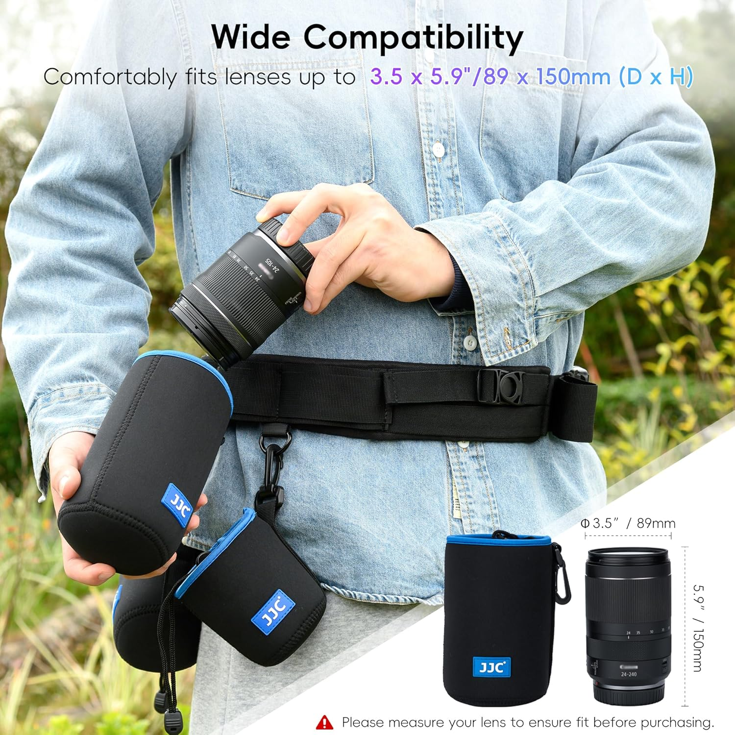 JJC Drawstring Neoprene Camera Lens Pouch Case, Protective Lens Bag for Mirrorless Lenses up to 3.5 X 5.9 (D X H) for Canon RF 24-240Mm EF-S 18-55Mm F/3.5-5.6 Ni 55-200Mm F/4-5.6G and More image number 5