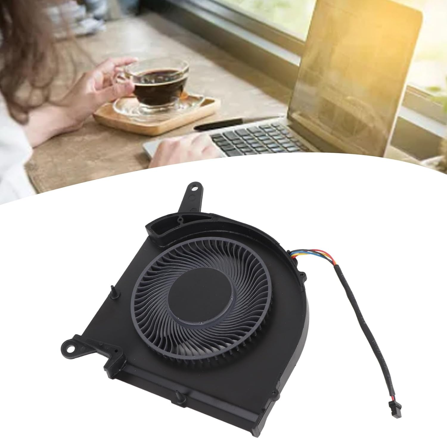 Replacement Laptop Cooling Fan, Small Notebook Internal Cooler Less Burden 4Pin Power Connector for RP77XA (CPU) image number 4