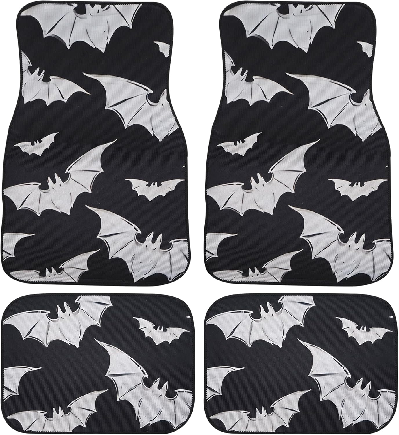 Automotive Floor Mats, Universal Fit All Weather Car Carpet Full Set, Halloween Skeletons Skull Butterfly Bats Printed Floor Mats Rugs Decor for Sedan, Suvs, Truck, Vans (Purple-Butterfly)