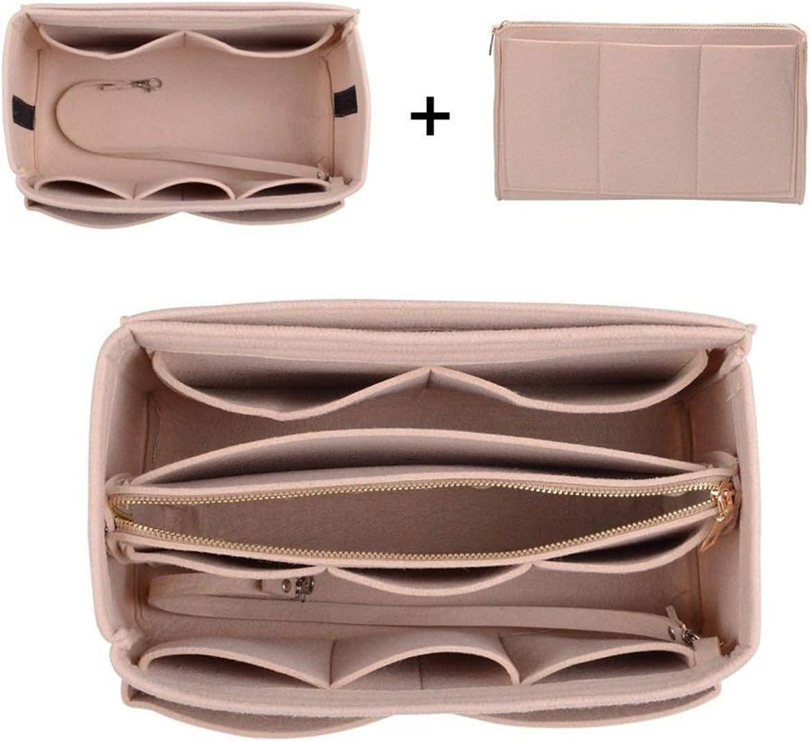 Detachable Handbag Insert Bag Makeup Organizer Bag Cosmetic Insert Organizer Multi-Pockets Portable Purse Organizer for Travel (2Pcs) image number 1