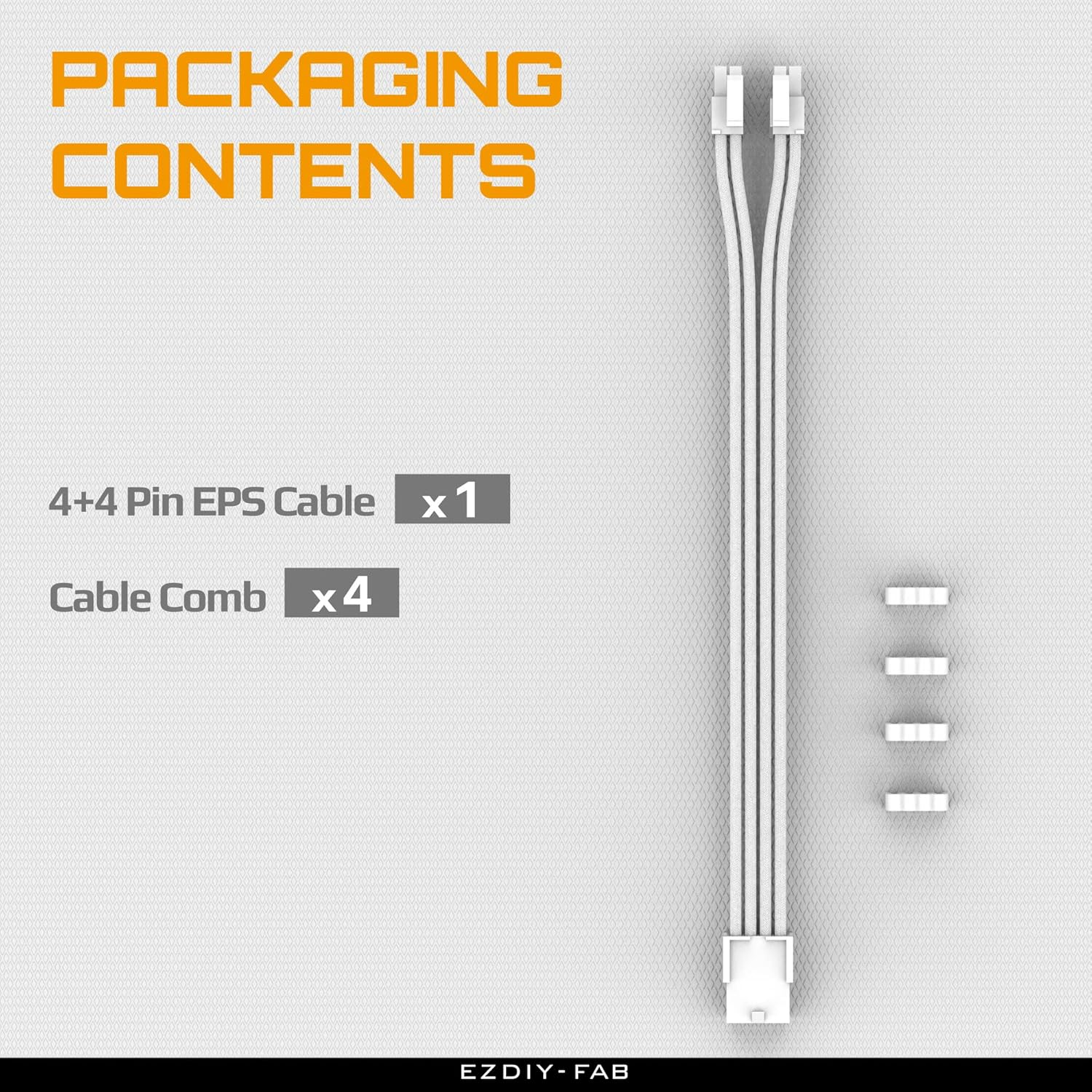 EZDIY-FAB EPS 8-Pin Female to CPU 8-Pin (4+4) ATX 4 Pin Male Power Supply Adapter Extension Cable for Motherboard 11.8 Inch (30 Cm)-All White image number 1