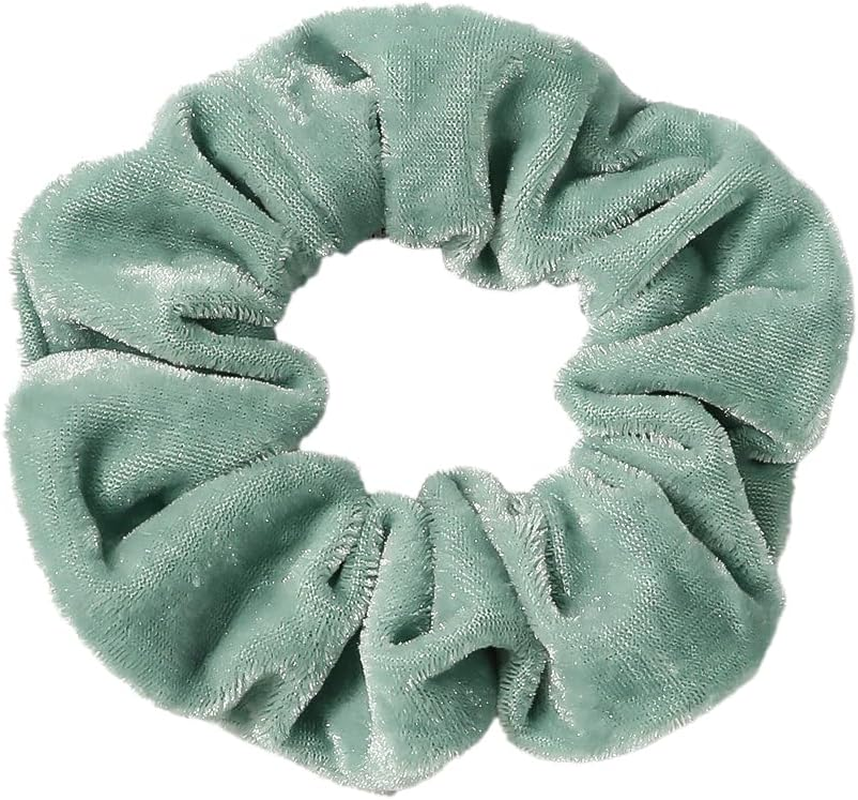 Pack of 5 Velvet Hair Bobbles for Women, Elastic Scrunchies, Soft Thick Hair Bands, Hair Rings with Elastic Band, Ponytail Hair Scrunchie, Hair Accessories for Women, Green image number 4