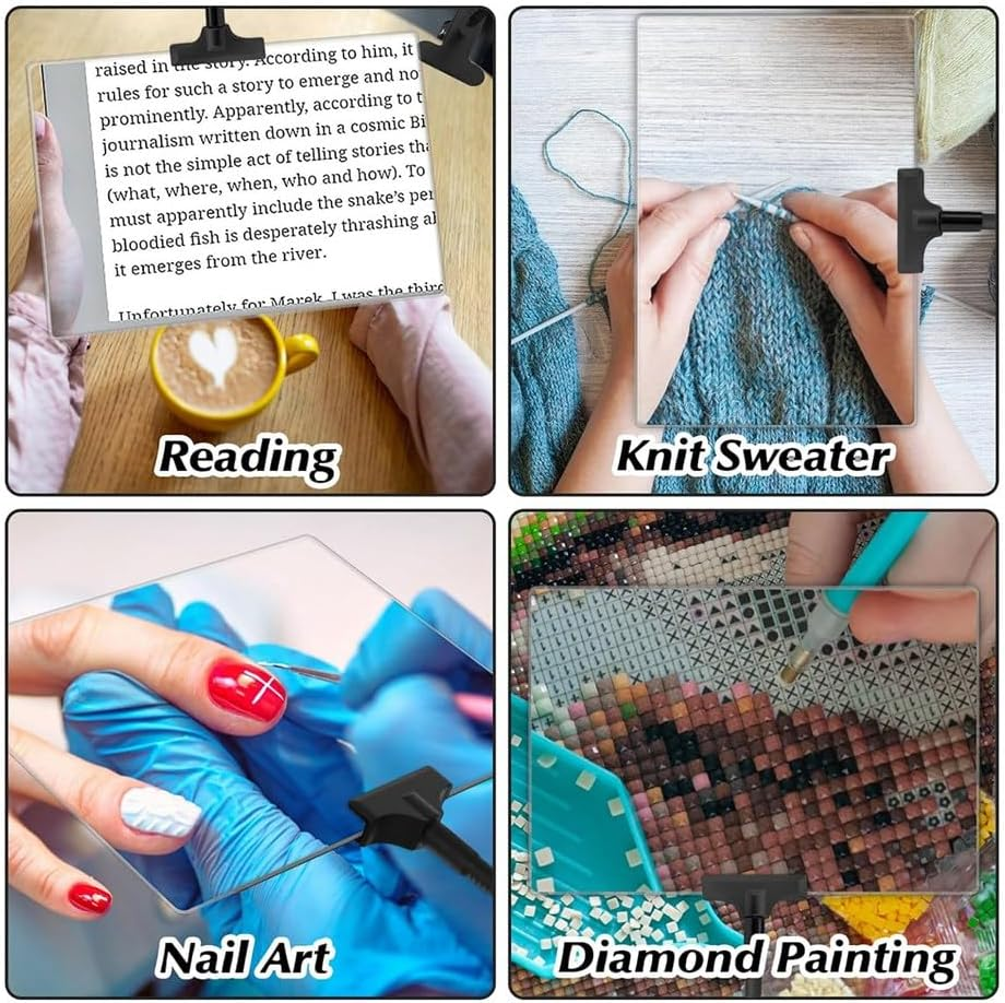 Veumoie 5X Magnifying Glass with Clip, 6X3.5 Inch Magnifier with Clamp Adjustable Flexible Gooseneck,Clip on Magnifying Glass Easy Install Easy to Use