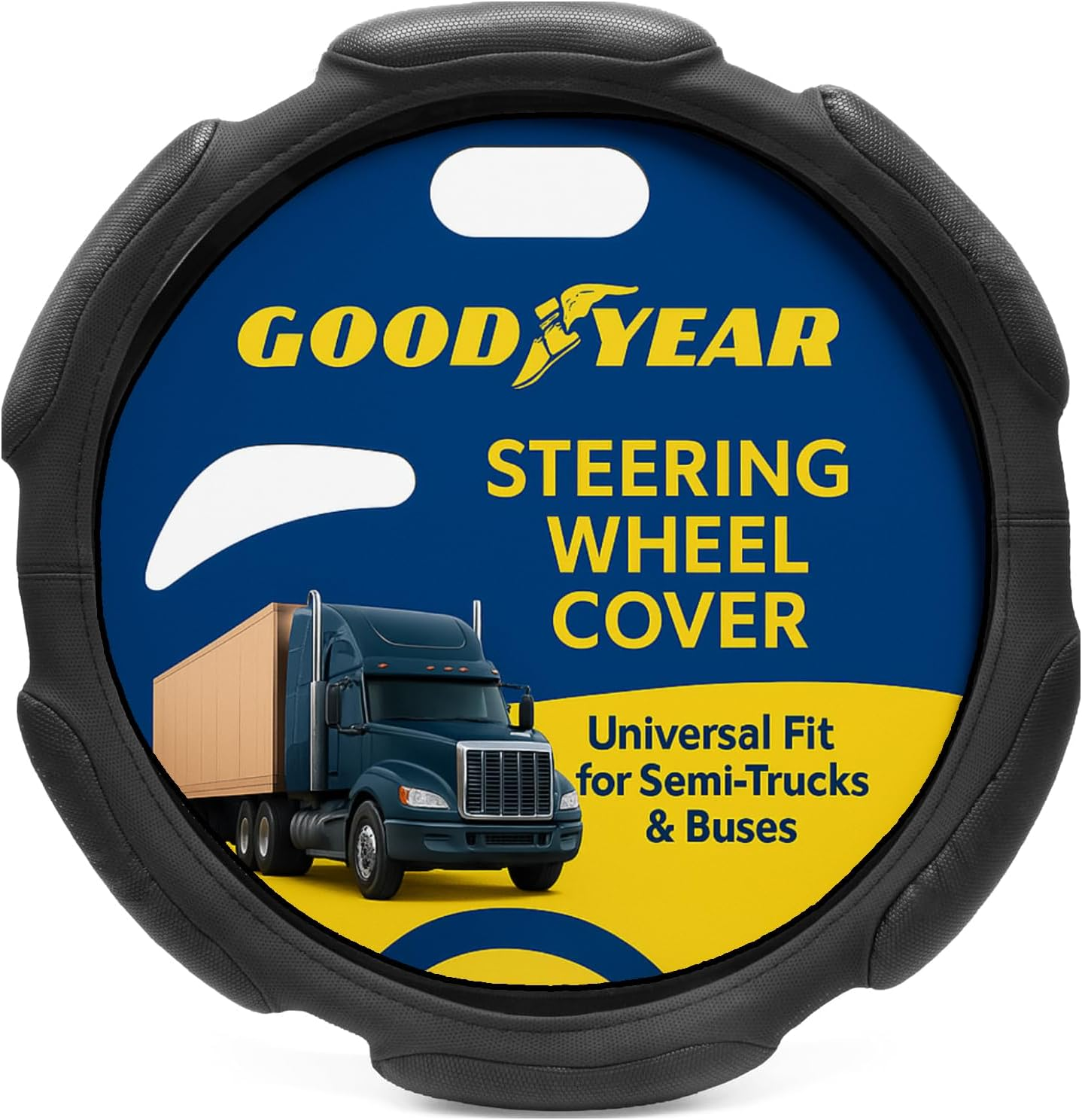 Goodyear Bus and Truck Steering Wheel Cover (18 INCHES) &ndash; Semi Truck, Vegan Leather Grip, Non-Slip, Comfortable, Heavy-Duty Protection Steering Wheel Cover image number 3