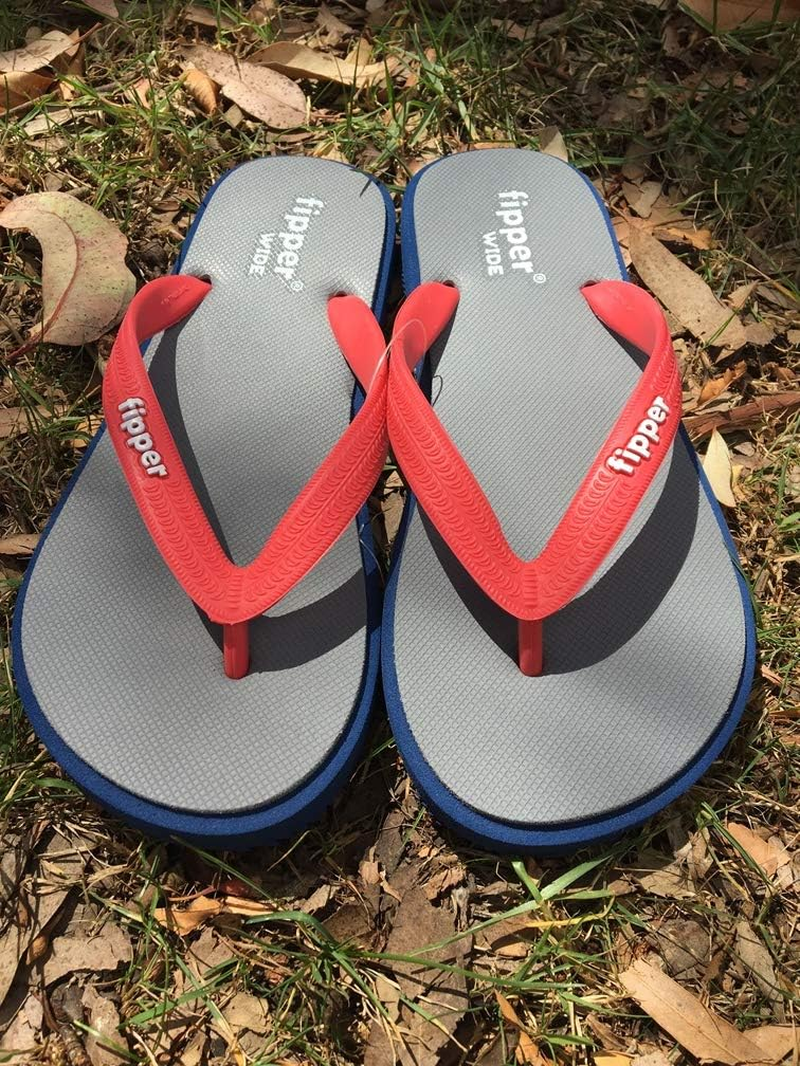 Fipper Slipper | Wide | Rubber Thongs for Men | Premium Natural Rubber Flip-Flops | Navy Blue/Sky Blue/Light Grey | Eco-Friendly, Durable & Comfortable image number 5