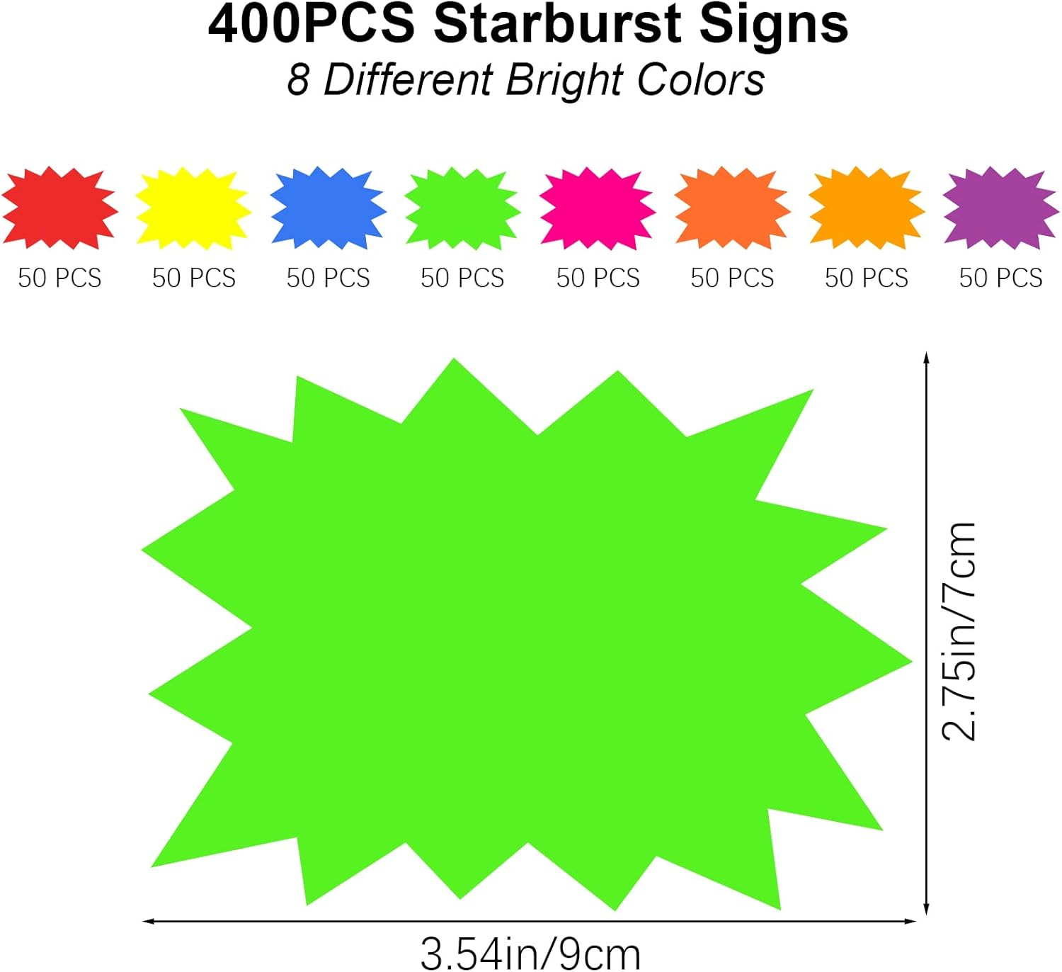 HMIEPRS Starburst Sign Star Burst Attractive Fluorescent Neon Sign Great for Store Sale Retail Home Garage Sale Tag, Nice Decoration (400PC) image number 5