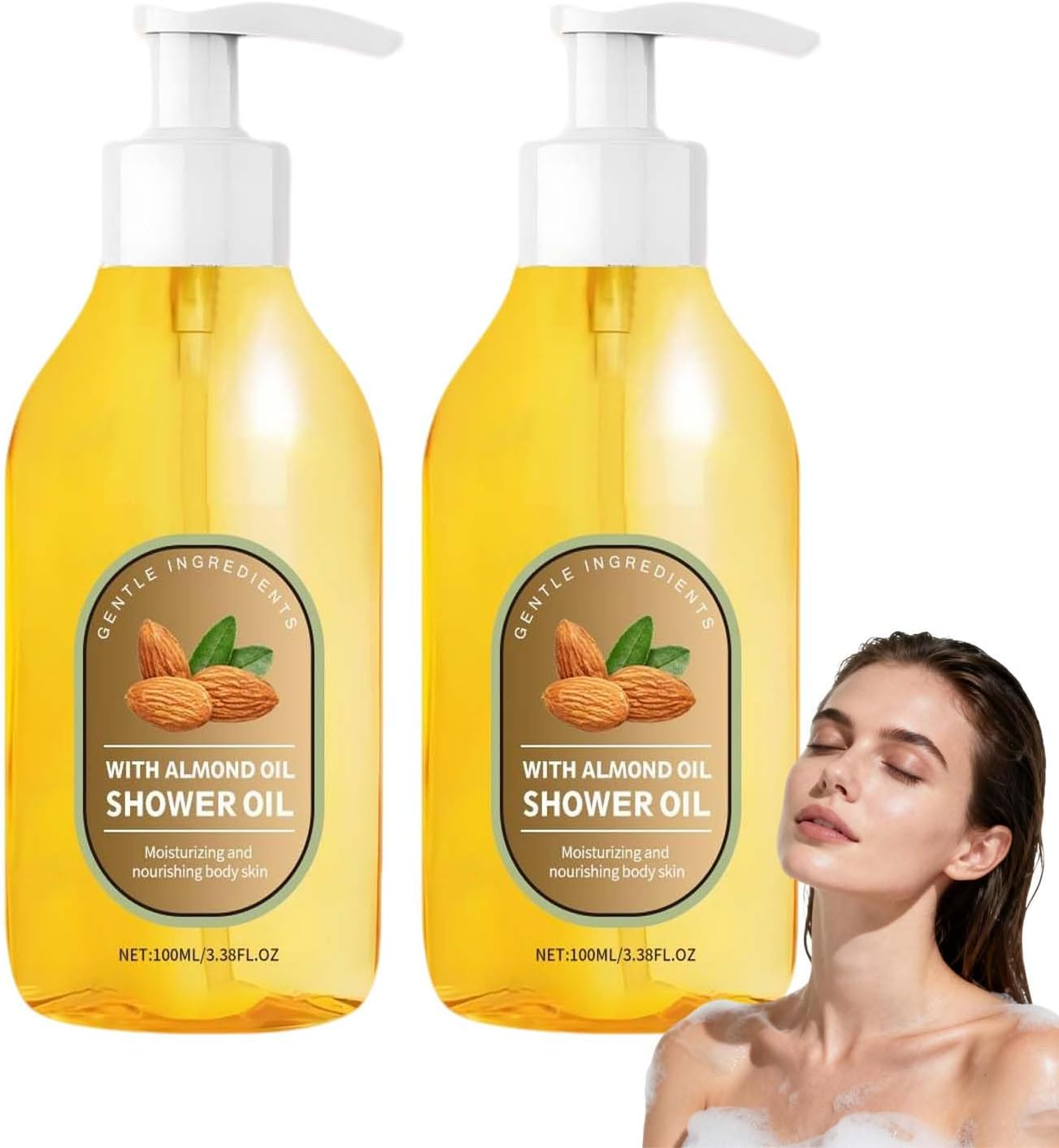 Nourishing Almond Shower Oil, Silk Body Shower Oil for Women, Hydrating Almond Bodys Wash, Cleansing Body Wash for Dry Skin, Fast-Absorbing Bath Moisturizer Serum, Skincare Bath Serum. (1PCS)