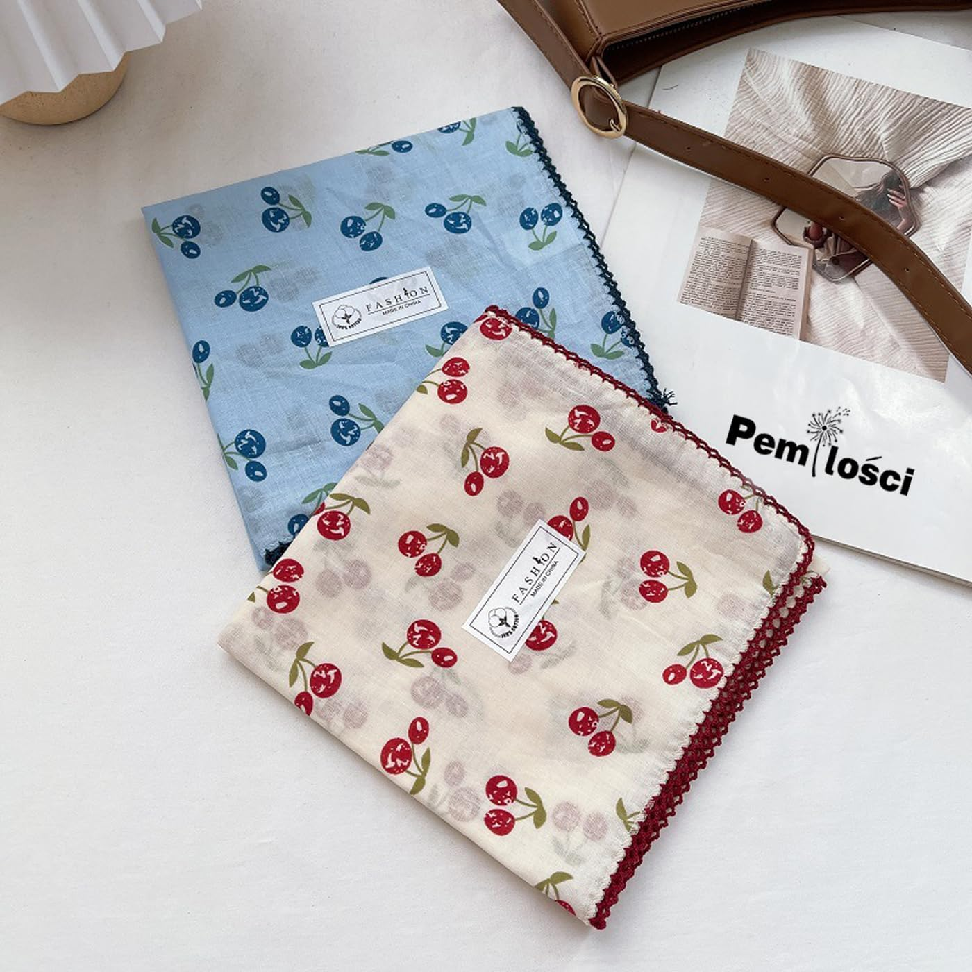 Pemilosci 2 Pack Large Cotton Bandana Headband, Head Wrap, Protective Coverage, Hair Neck Scarf for Women 28 X 28 Inch - Css001 - Grapes  Bird image number 4