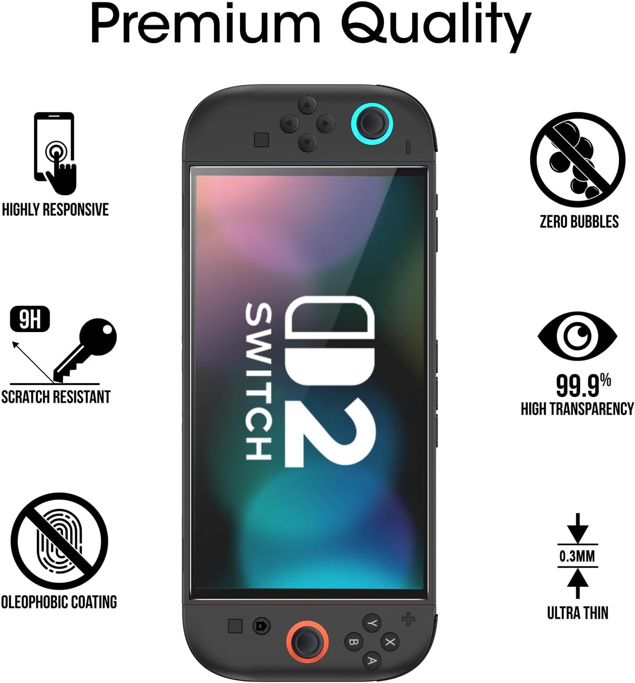 Amfilm Tempered Glass Screen Protector Compatible with Nintendo Switch 2 7.9 Inch 2025 Model (2-Pack) image number 2