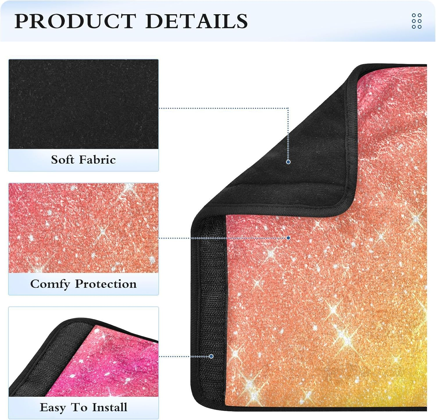 Orange Glitter Car Seat Belt Covers Soft Auto Seat Belt Cover, Seat Belt Protector, Seat Belt Padding Adults image number 6