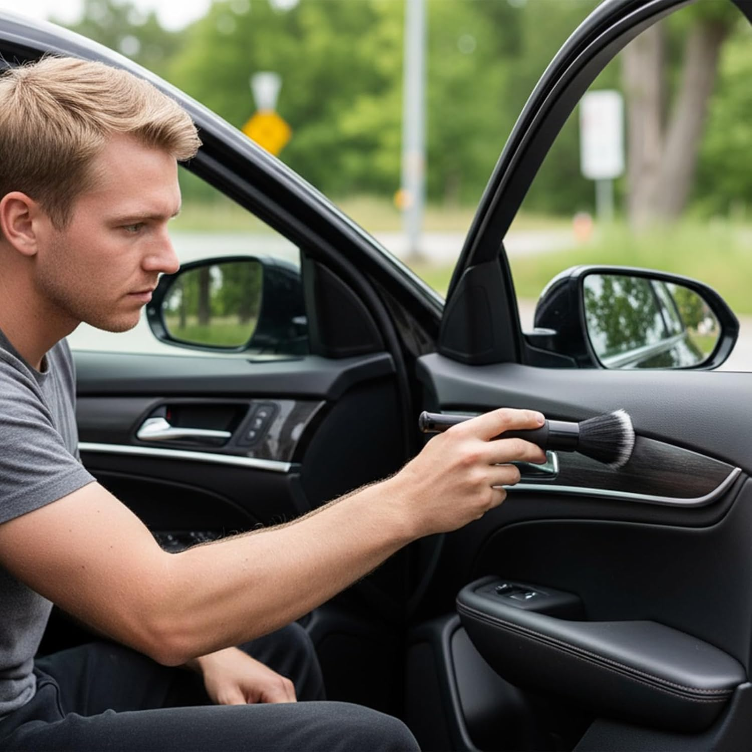 2 Piece Detailing Brush Car Set Ultra Soft Car Cleaning Interior Cleaning Exterior Cleaning Brush Dust Brush Car Brush Soft Dust Brush for Furniture, Ventilation Nozzles, Keyboards (17/24 Cm) image number 3