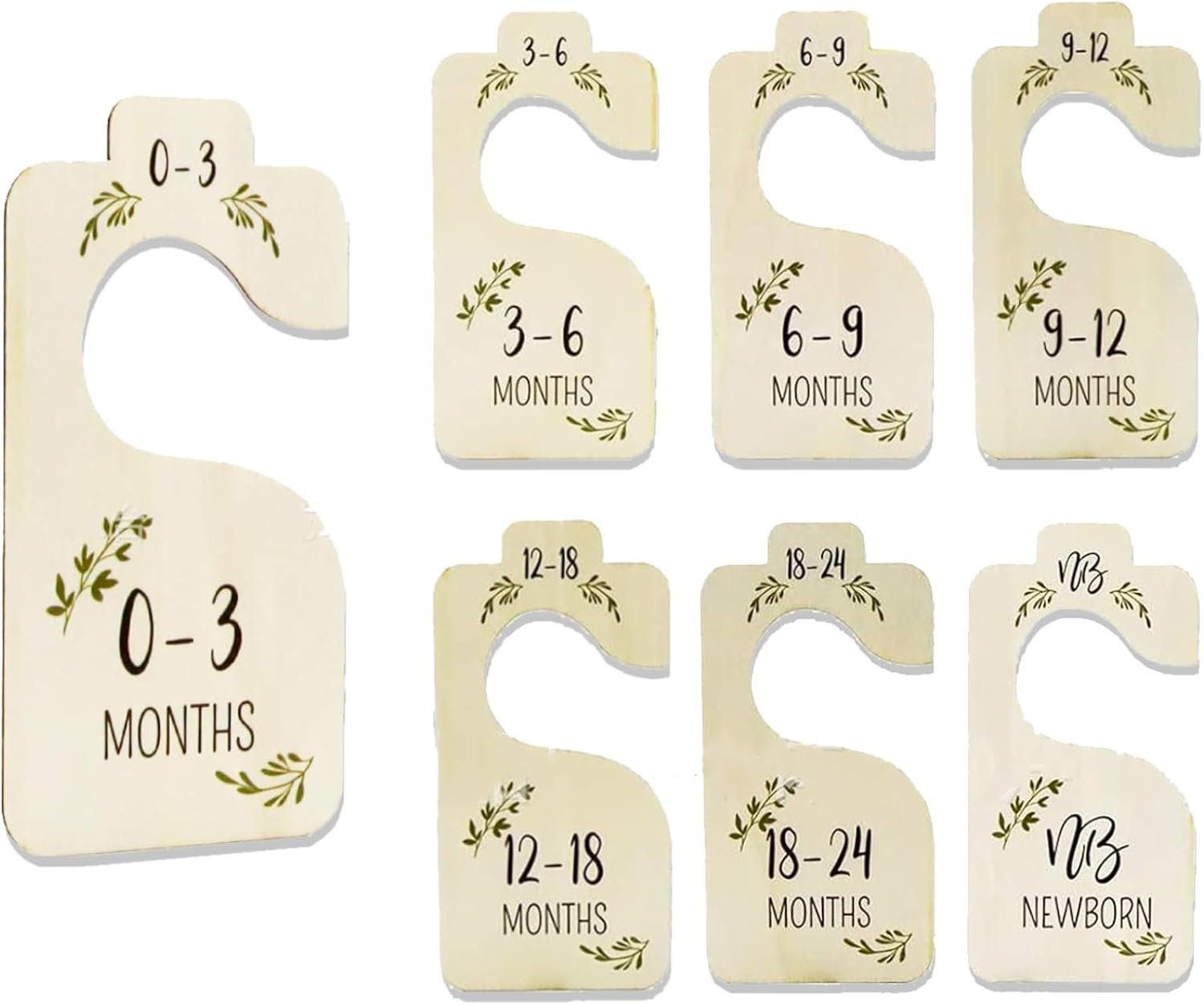 7PCS Baby Wardrobe Partition Wooden Single-Sided Clothes Storage Rack Clothes Hanger Baby Room Decoration Wooden Hanger Suitable for Newborns 24 Months Old Babies image number 2