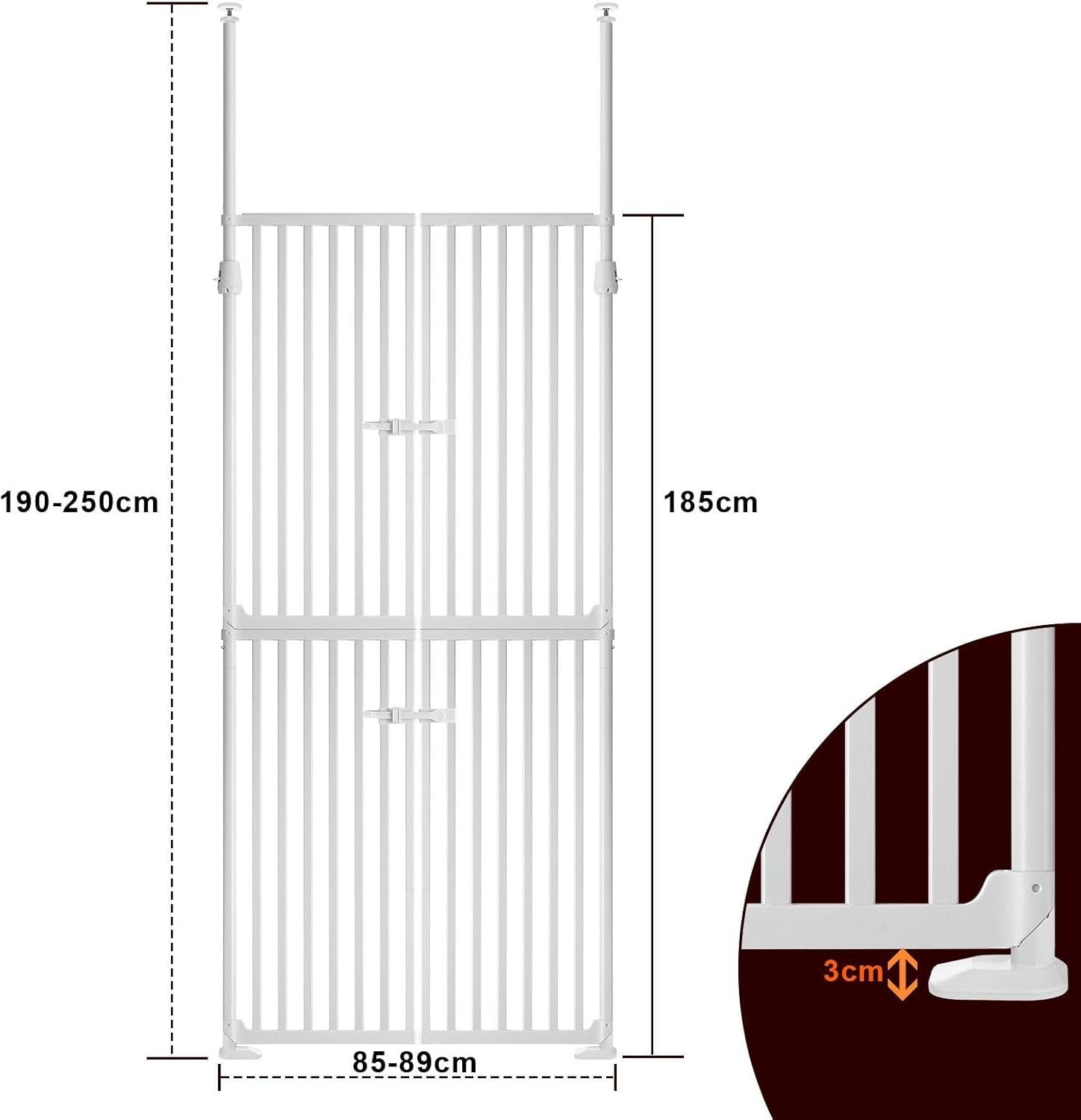 Pet Scene Safety Gate Extra Tall 185CM Height for Pet Dog Cat, Retractable Safety Fence Enclosure Barrier Safe Guard Fencing for Doorway Stairs 190 to 250Cm image number 1