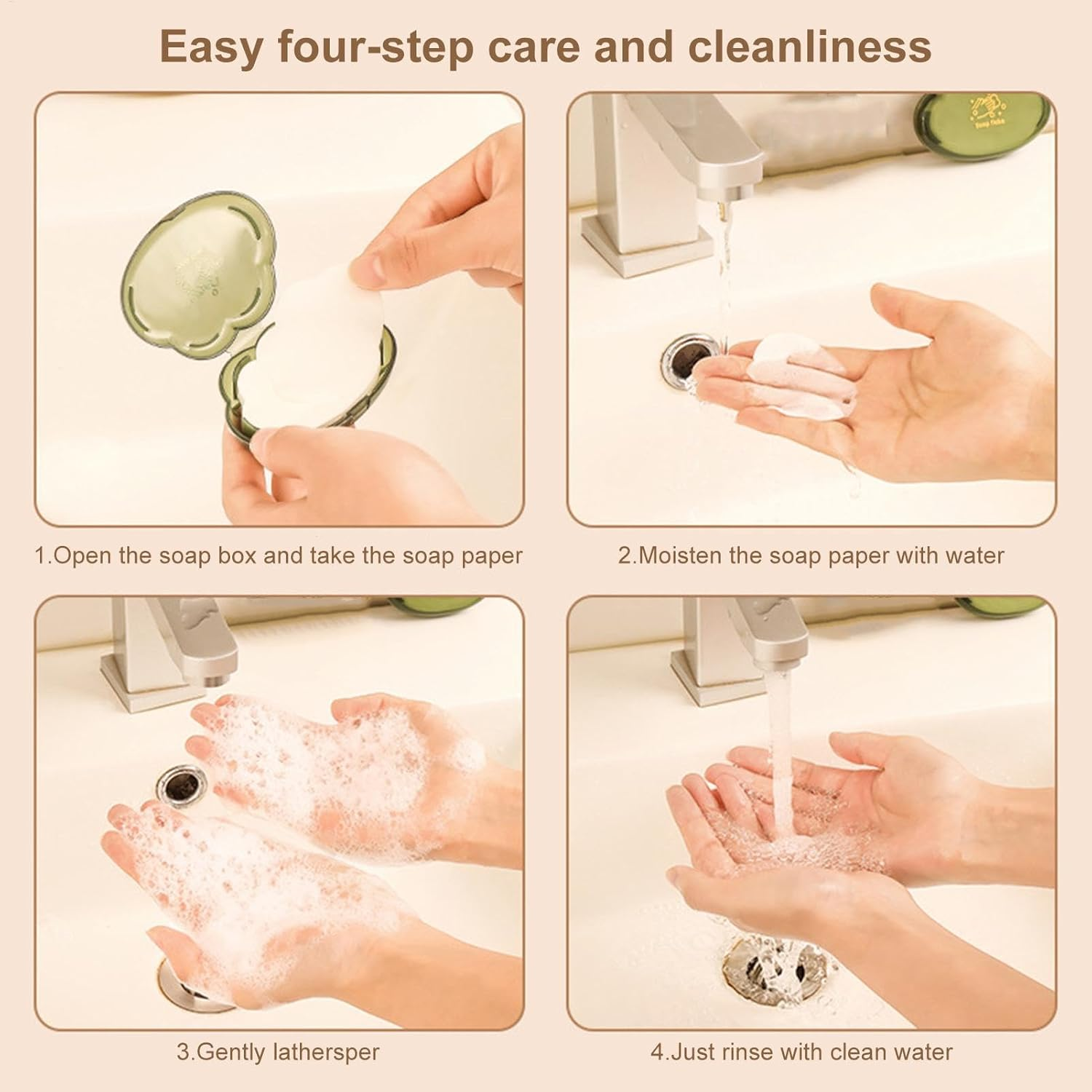 Hand Soap Sheets - 50Pcs/Box Hand Paper Soap, Lightweight Portable Soap Sheets | 97 in &times; 1.18 Inch Discs for Travel, Rice Cleaner, Disc Soap for Hiking Picnic Activities image number 6