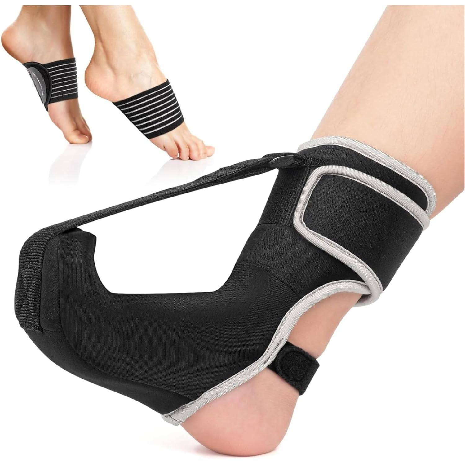 Adjustable Plantar Fasciitis Night Splint - Breathable Foot Brace with Arch Support for Heel Pain Relief, Men/Women (Black) image number 5