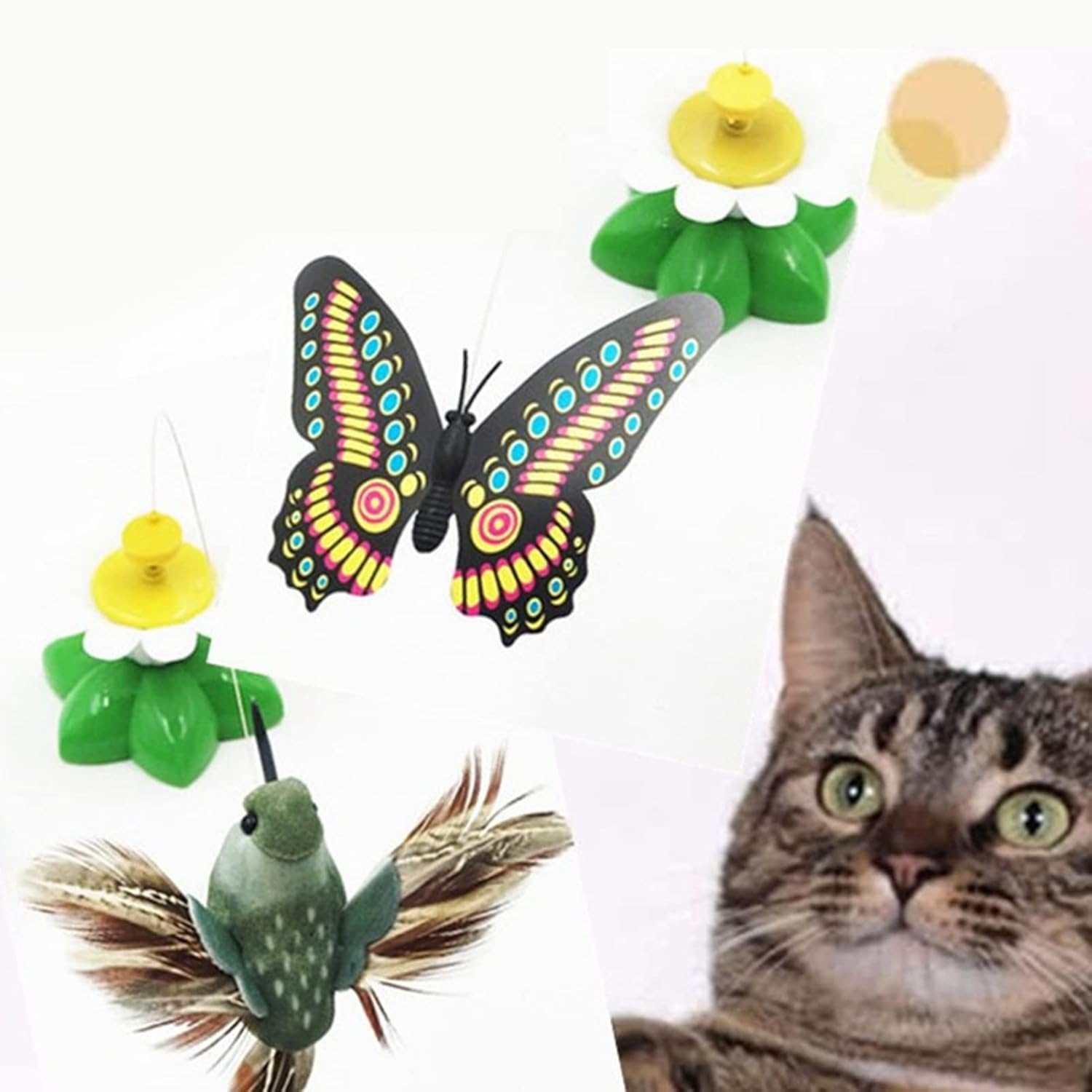 Cat Teaser Toy 360 Degree Rotating Butterfly Flower Shape Interactive Kitten Toy Cat Toy Rotating Design, Making the Butterfly Even More Lively image number 4