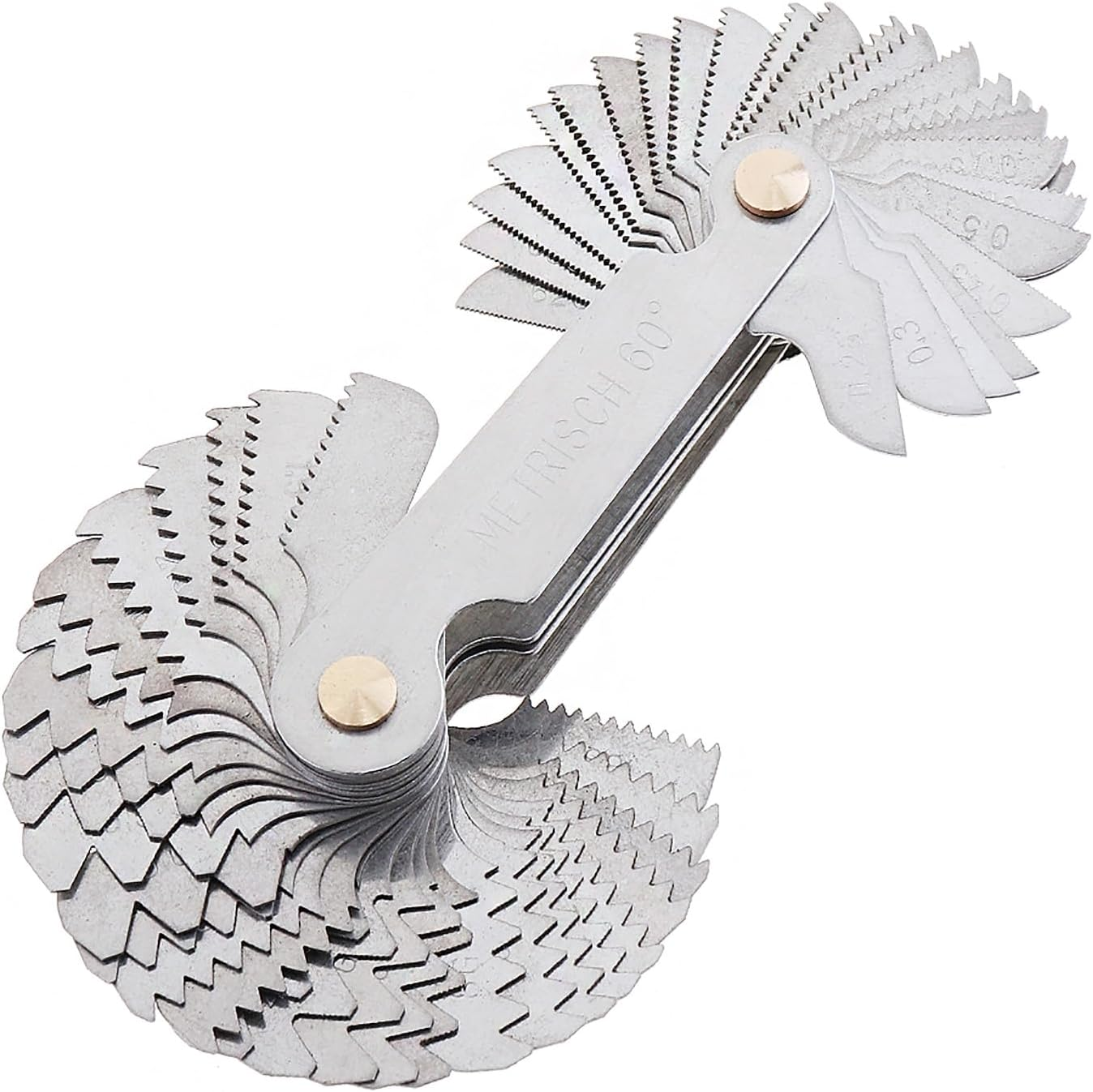 Screw Thread Pitch Cutting Gauge Tool 58Pcs/Set Stainless Steel Metric & Imperial & US Screw Gauge SAE Whitworth 55 Degree & Metric US 60 Degree Thread Pitch Gauge for Industrial Measurement image number 2