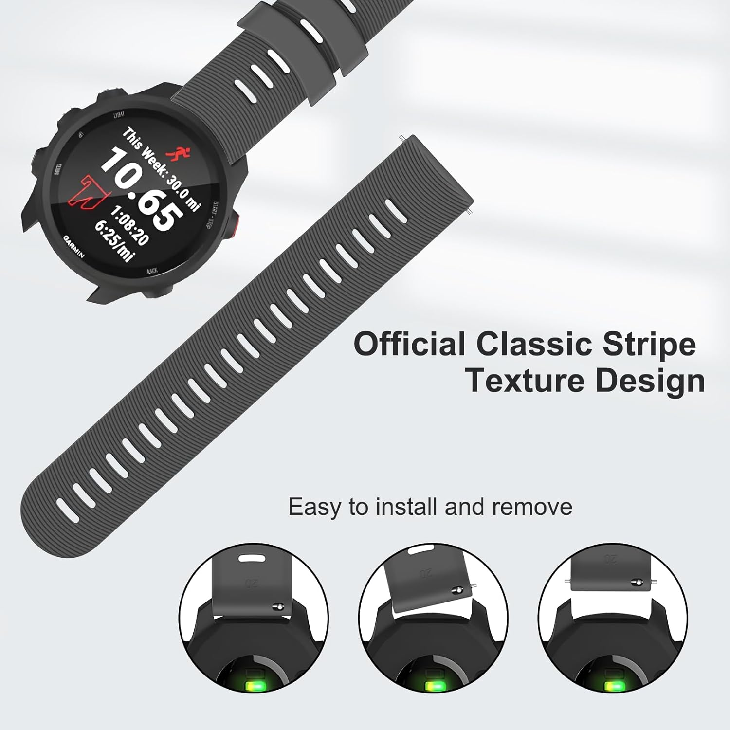 3 Pack Sport Bands for Garmin Vivoactive 5 Bands/Vivoactive 3 Bands, 20Mm Soft Silicone Wristband Straps for Garmin Forerunner 245/245 Music Band image number 3