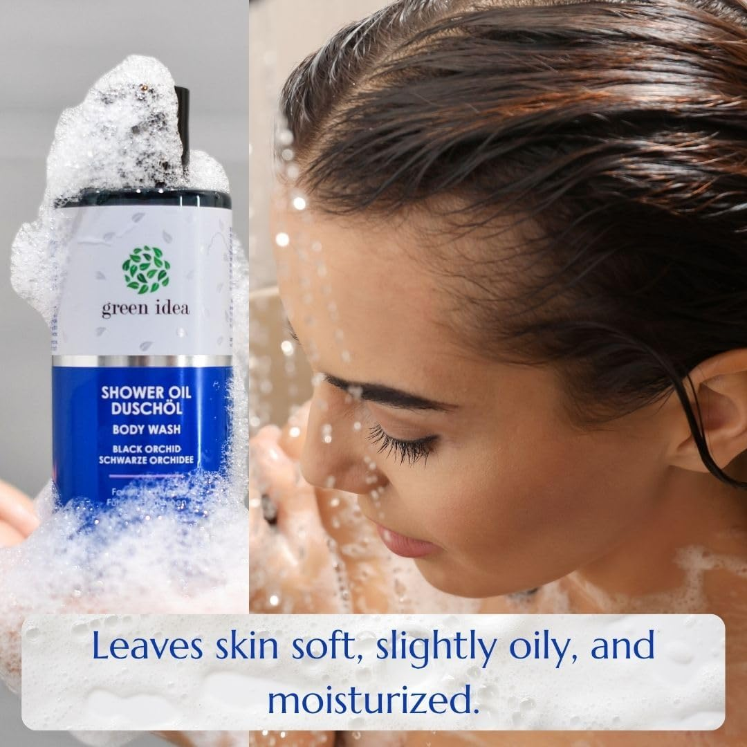 Green Idea - Shower Oil Lotus Flower | No Soap | Vegan | SLES Free | Gentle, for Sensitive Skin | Nourishing Grape Seed Oil | No Drying Out Sweetener | Free from Preservatives 200 Ml image number 3