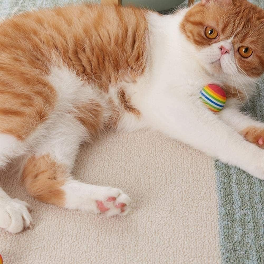 Pet Ball Rainbow Stripe EVA Sponge Floating Ball Swing Golf Club Beginner Kitten Training Practice Pets Supplies Cats Aids for Pet Keep Face Kitten Balloons Cats Cats Kit Cage Practice Cage 25 image number 4