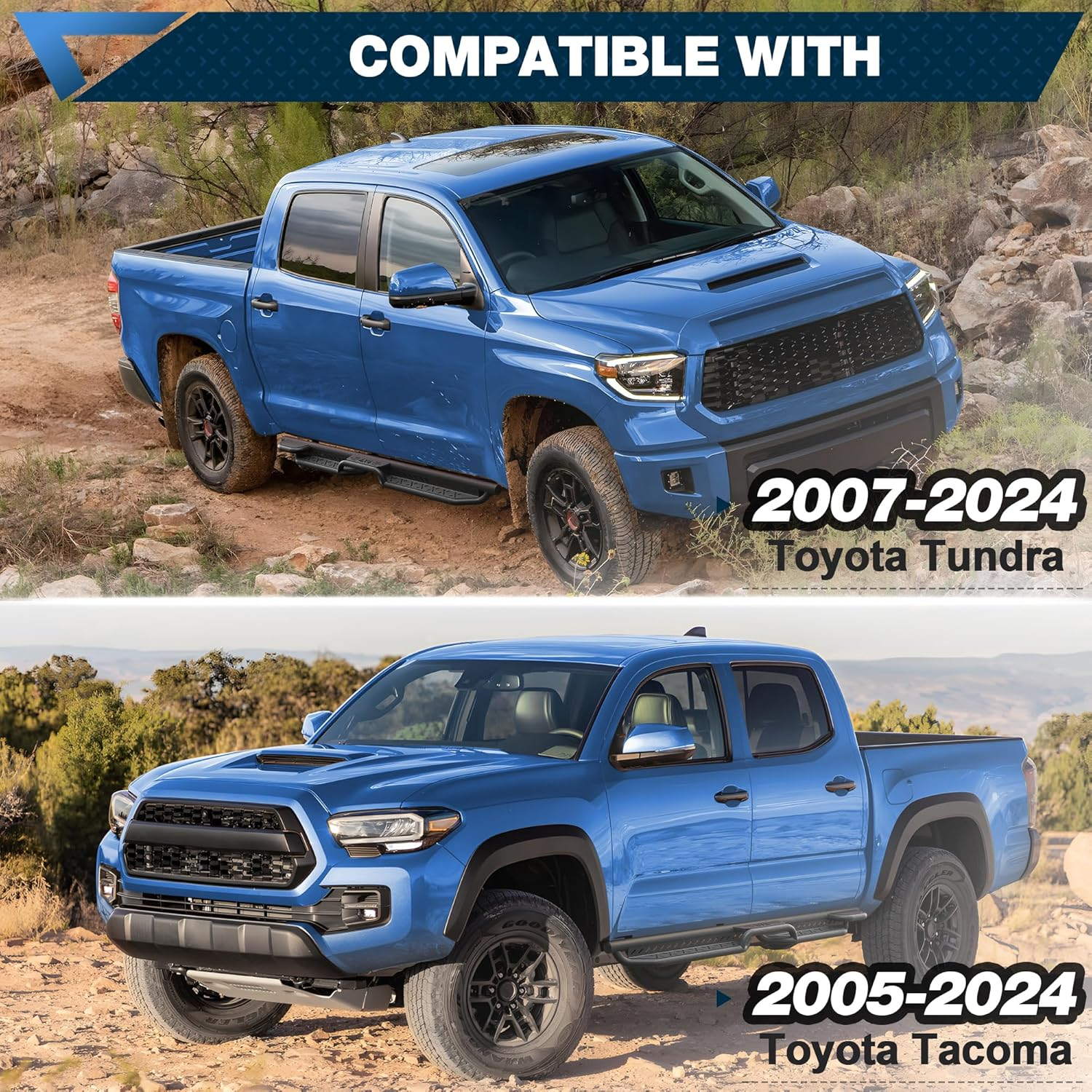 POFENZE Tie down Anchors Compatible with 2005-2024 Toyota Tacoma & Tundra (4Pcs) - Metal Bed Cleat Truck Bed Rail System Accessories, Cargo Tie-Down Striker(Part PT278-35160) image number 2