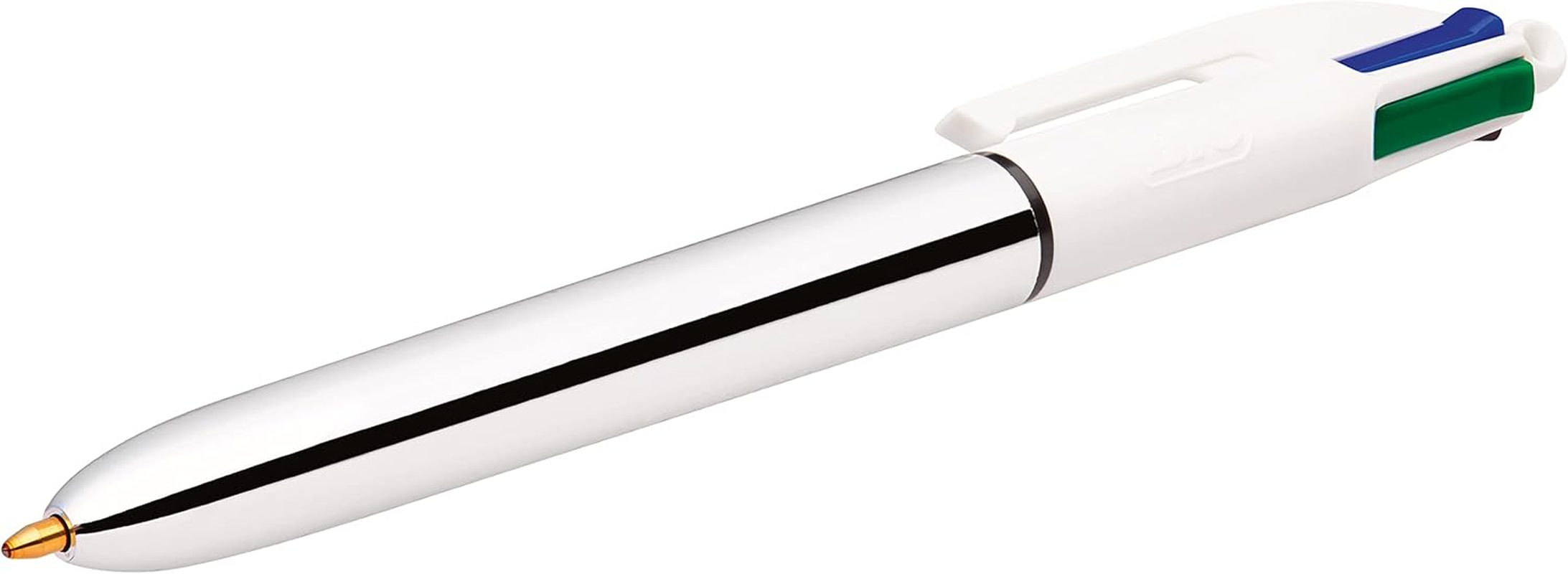 BIC 4 Colours Ball Pens Medium Point (1.0 Mm) - Assorted Barrel Colours (Gold Frozen Textured and Silver), 3 Count (Pack of 1) image number 6