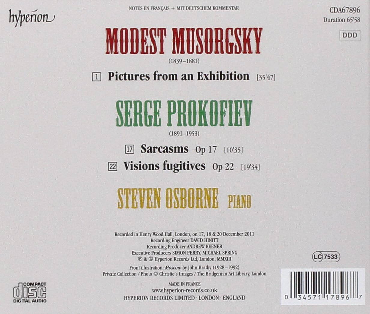Mussorgsky: Pictures at an Exhibition; Prokofiev: Sarcasms image number 1