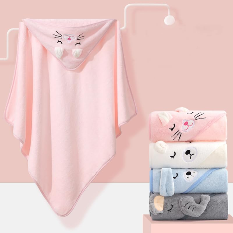 HAGOT Hooded Baby Poncho Bath Towel, Hooded Baby Bath Towel, Soft & Super Absorbent, Baby Cute Pattern Bath Towel for 0-3 Years Newborn, Robe Beach Swimming Hooded Poncho