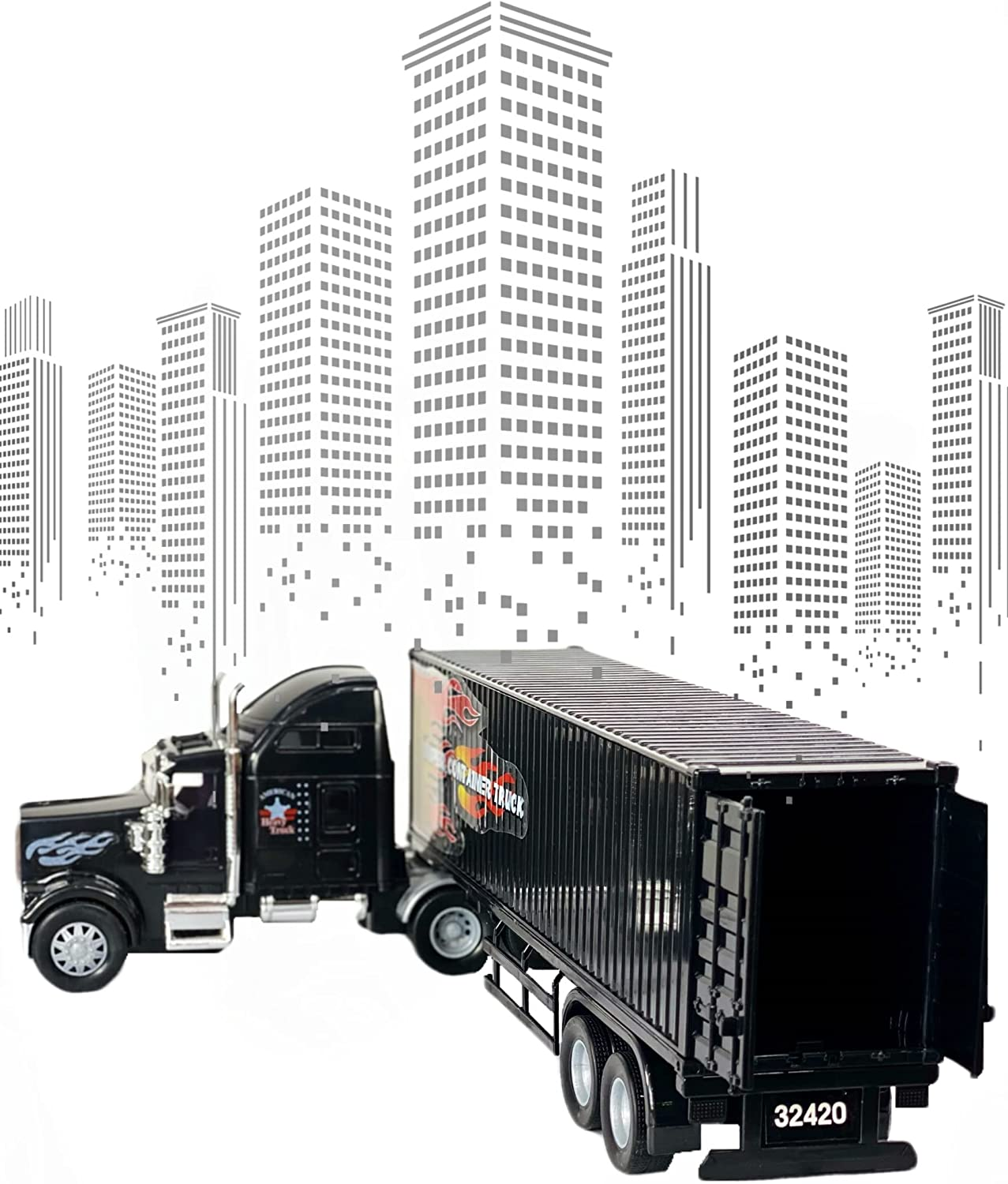 Big Daddy Big Rig Heavy Duty Tractor Trailer Transport Series Big Box Tractor Trailer (Colors May Vary) image number 1