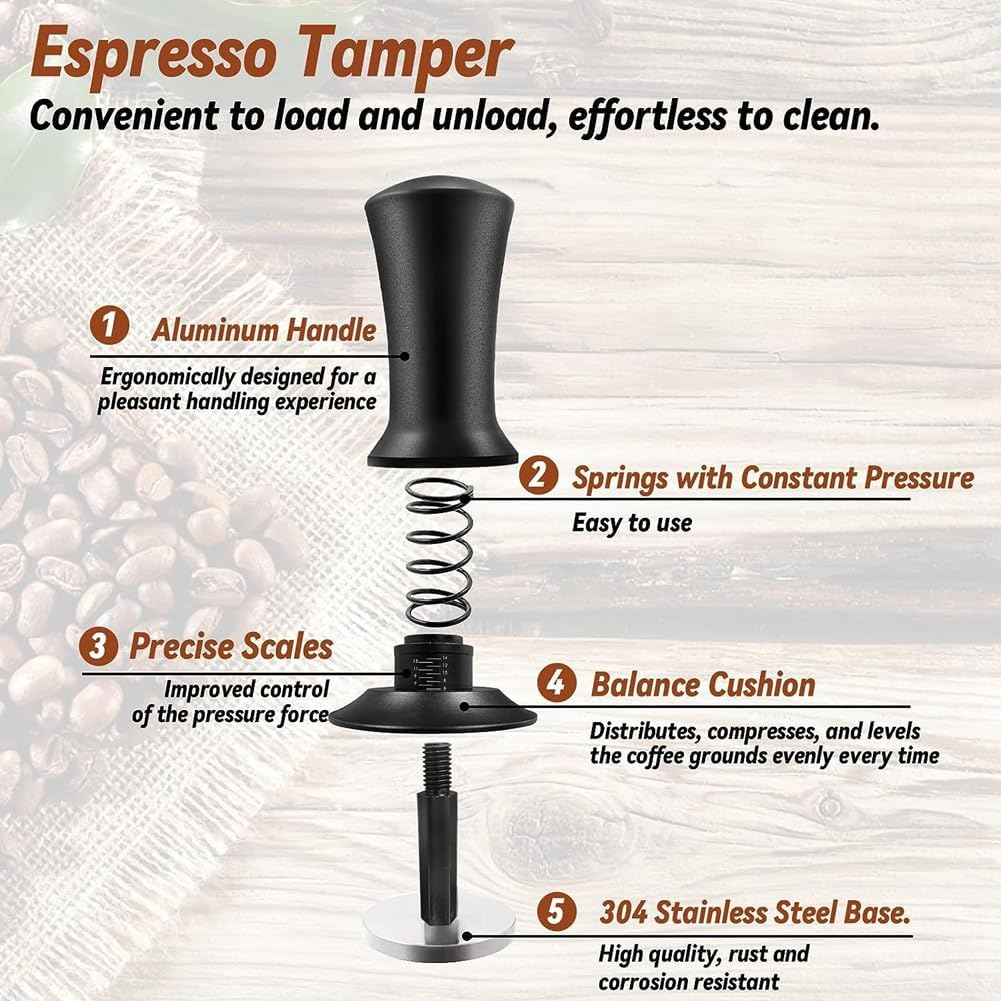 Veumoie Coffee Espresso Tamper 51Mm with WDT Tool Calibrated Spring Loaded, with Silicone Mat, for Espresso Coffee Machine Easy Install Easy to Use image number 3