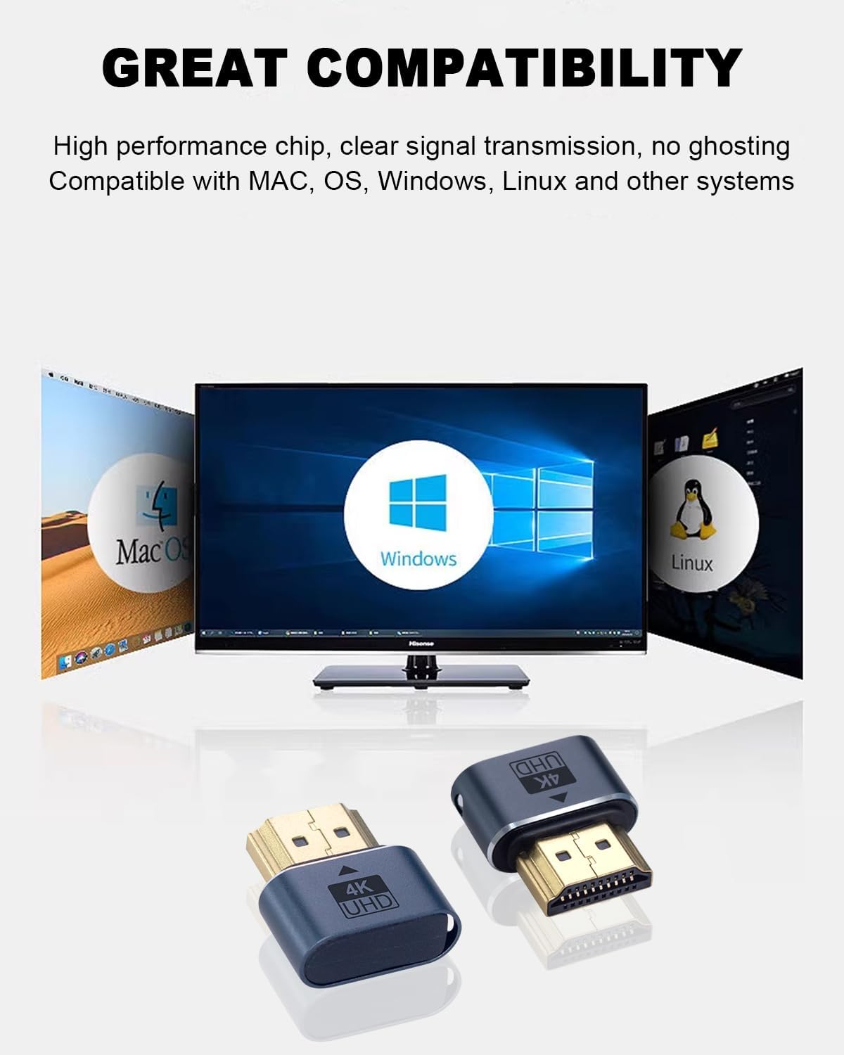 Duttek HDMI Dummy Plug 4K, Virtual Monitor Display Emulator, Headless Display Adapter with Perforated Design,Supports up to 4K@60Hz,1080@120Hz 1 Pack image number 5