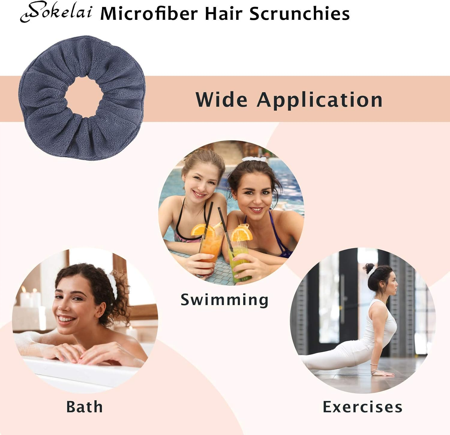 Hair Drying Towel Scrunchies - Terry Cloth Scrunchie Large Microfiber Hair Ties for Frizz Free Women Girls Thick Fuzzy Scrunchy Bobbles Hair Bands Ropes Ponytail Holder Wet Hair Accessories