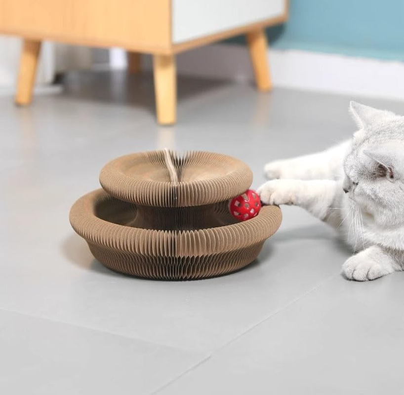 1 Pack Magic Organ Cat Scratching Board, Cardboard Scratcher Pad Accordion for Cats, Foldable Recyclable Comes with Ball image number 4