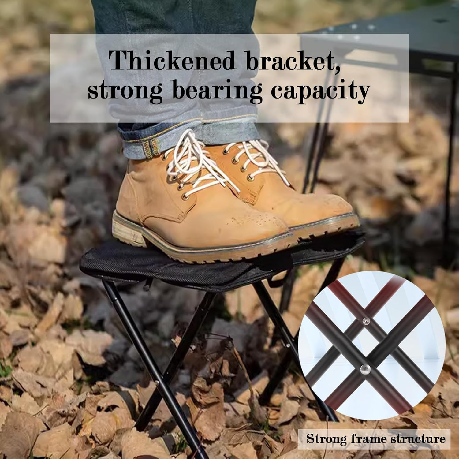 Camping Stool,Portable Chair with Arm Sleeves, Lightweight Zipper Packed Folding Chair, Fishinge Chair for Backpacking, Travel, Hiking, Fishing image number 1