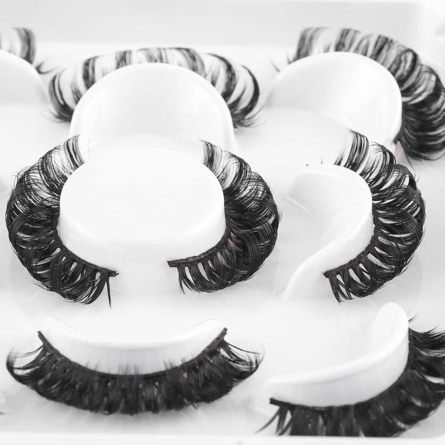 False Eyelashes D Curly Russian Strip Lashes Natural Wispy Fluffy Eye Lashes 5 Pairs Fake Eyelashes (HLJX187E) image number 3
