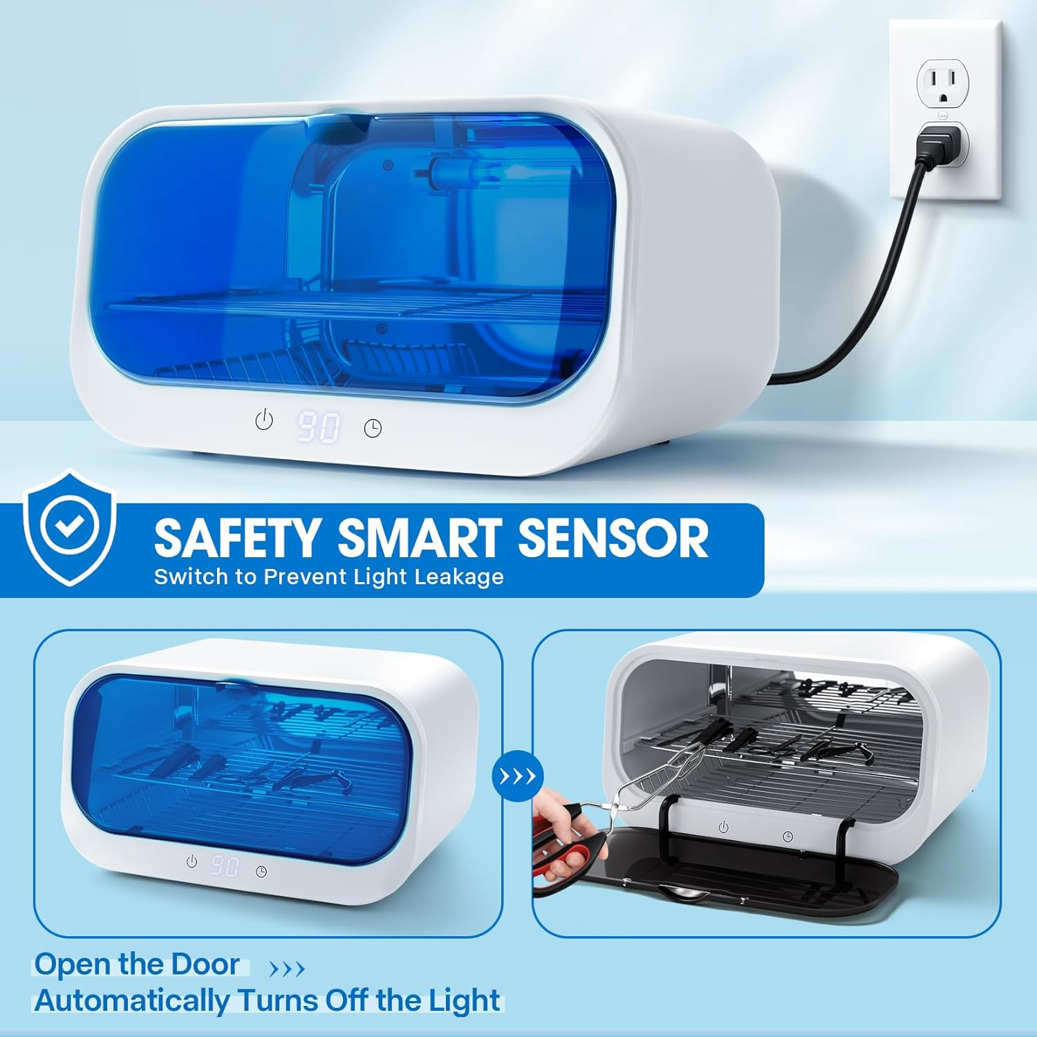 12L Autoclave Sterilizers for Esthetician, Double-Layer High Temperature Nail Tool Sterilizer with Clamp, Cleaning Cabinet for Home Use, Beauty/Barber/Nail/Spa Salons Tools Use (White, 12L) image number 3