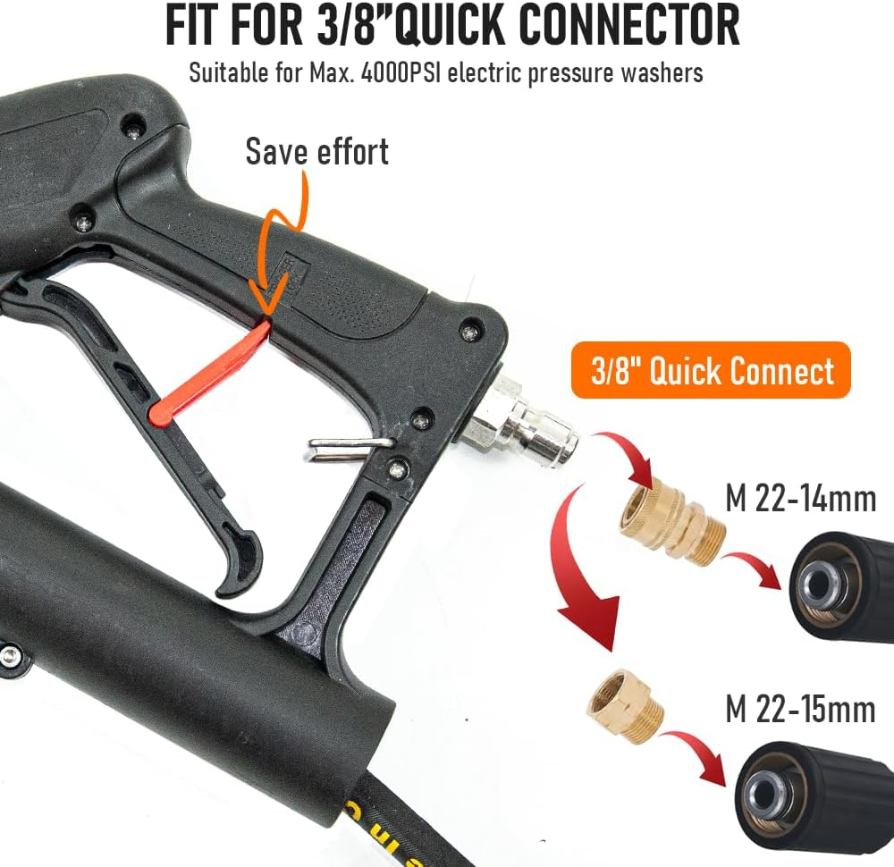 ALSTON 6M Telescoping Pressure Washer Wand Max 4000PSI Length Extendable and Adjustable with Support Belt Spray Wand and 5 Spray Nozzles for High Reach Roof Fence image number 1