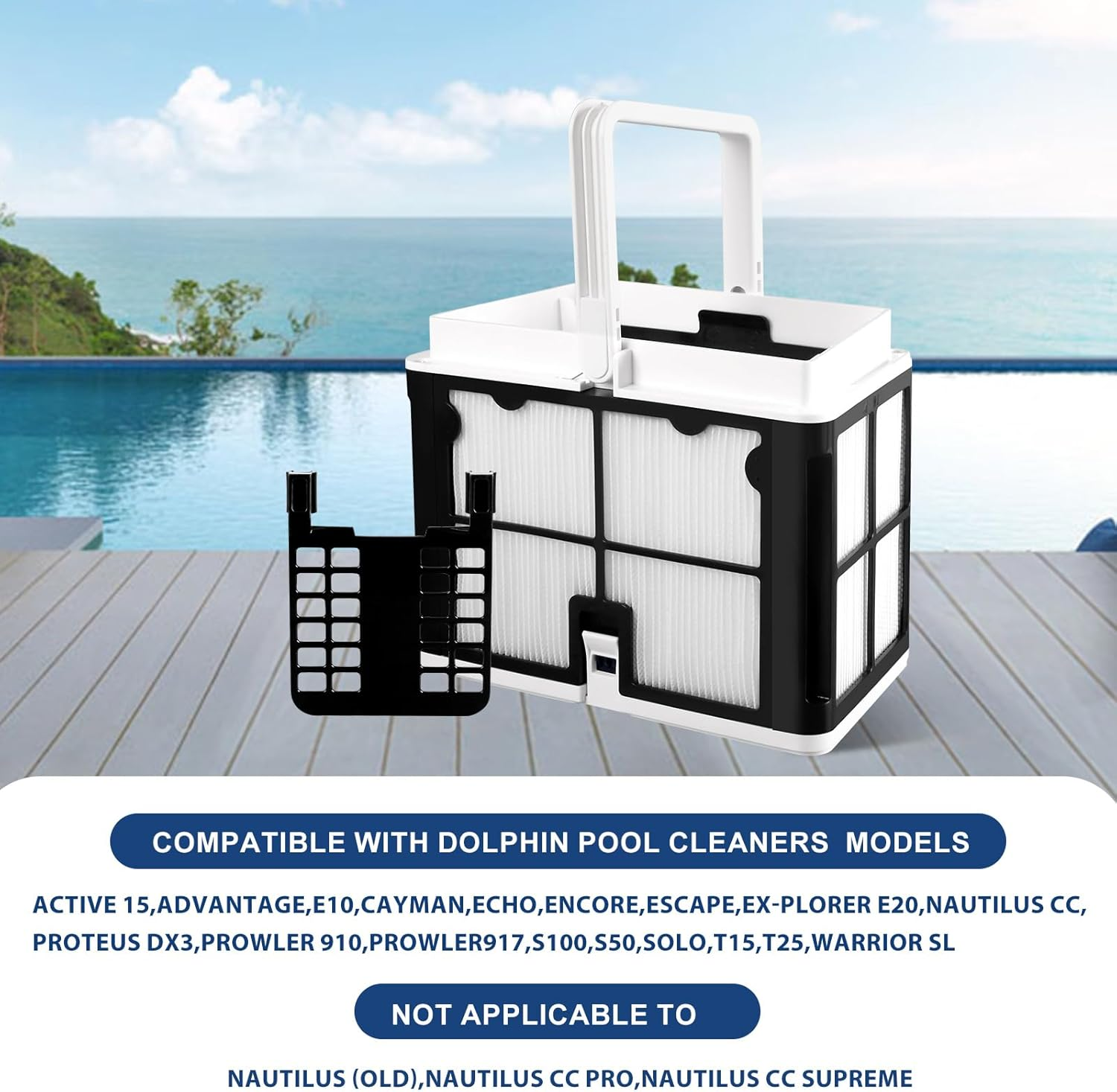 REEPLAR Ultra-Fine Filter Basket Compatible with Dolphin Nautilus CC Robotic Pool Cleaners S50, S100， Active 10, Echo,Nautilus Cc,Encore, E10, Active Solo,Advantage，T15，Cayman，Escape, 9991460-R1 image number 2