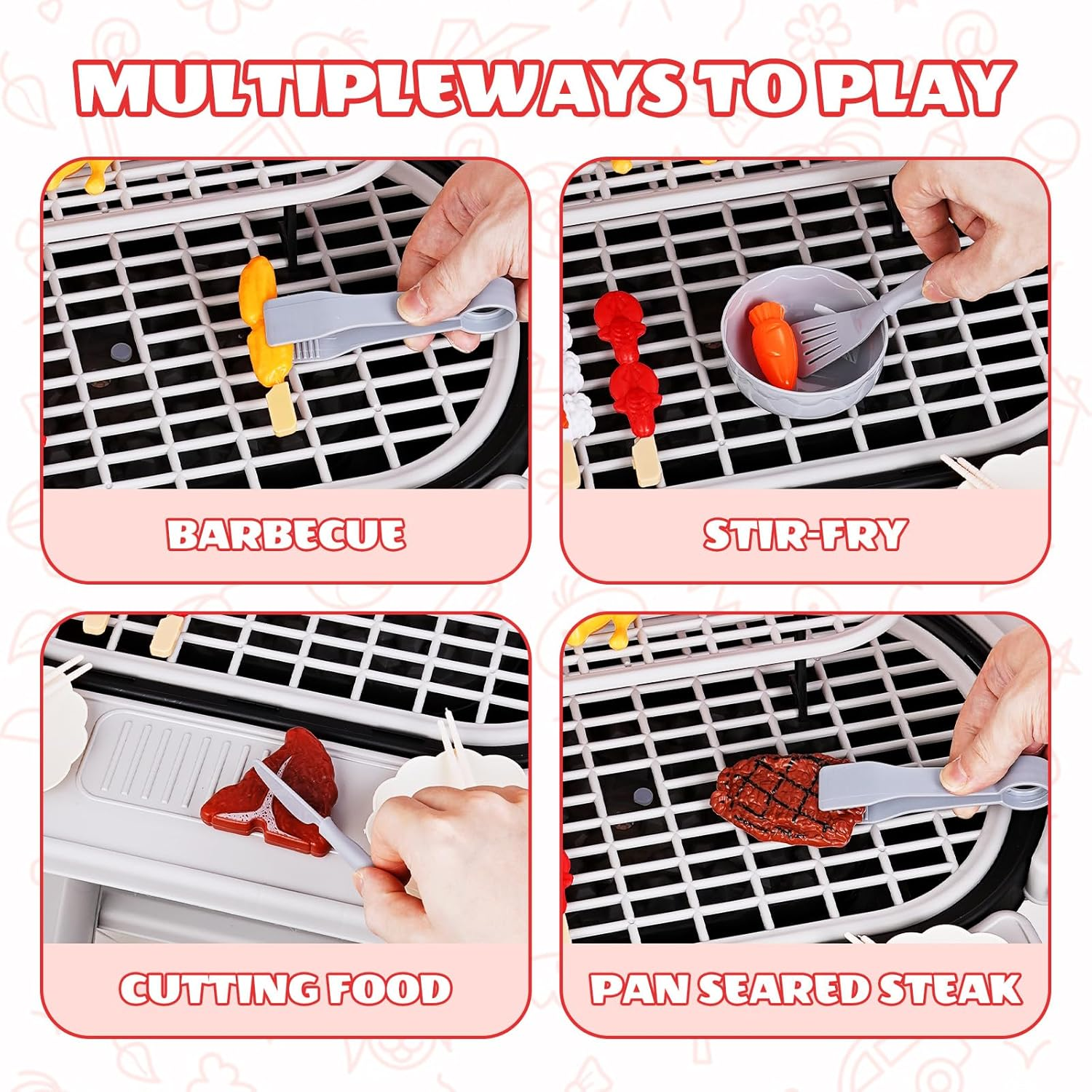 68 PCS Toy BBQ Grill Set, Cooking Toy Set, Kitchen Toy Set, Little Chef Cooking Pretend Play, Kids Grill Playset Interactive BBQ Toy Set Indoor Outdoor,Children'S Christmas Birthday Gifts image number 2