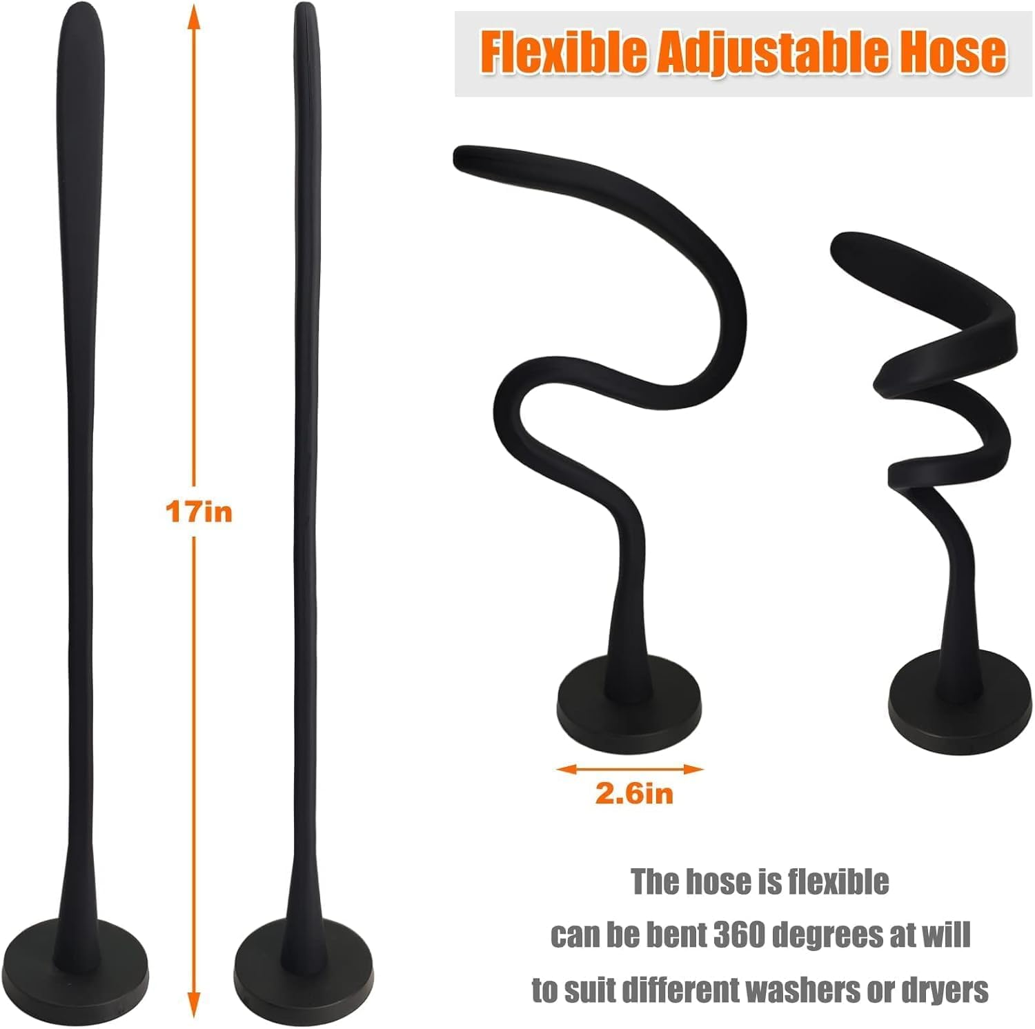 Front Load Washing Machine Door Stopper - Tool-Free Installation Washer Door Prop, Stainless Steel Holder to Keep Washer Ajar, Prevents Mold/Mildew Odors (Black)