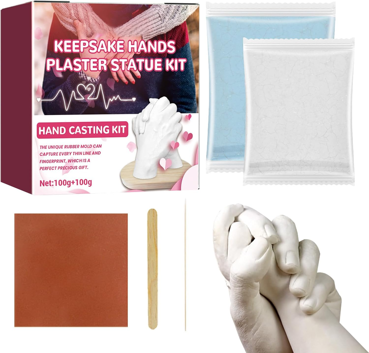 Plaster Hand Casting Kit - Family Hand & Foot Mold Making Set | & Wedding Keepsake Gift | Memory Craft for Couples, Parents & Grandparents | Christmas Decor image number 1