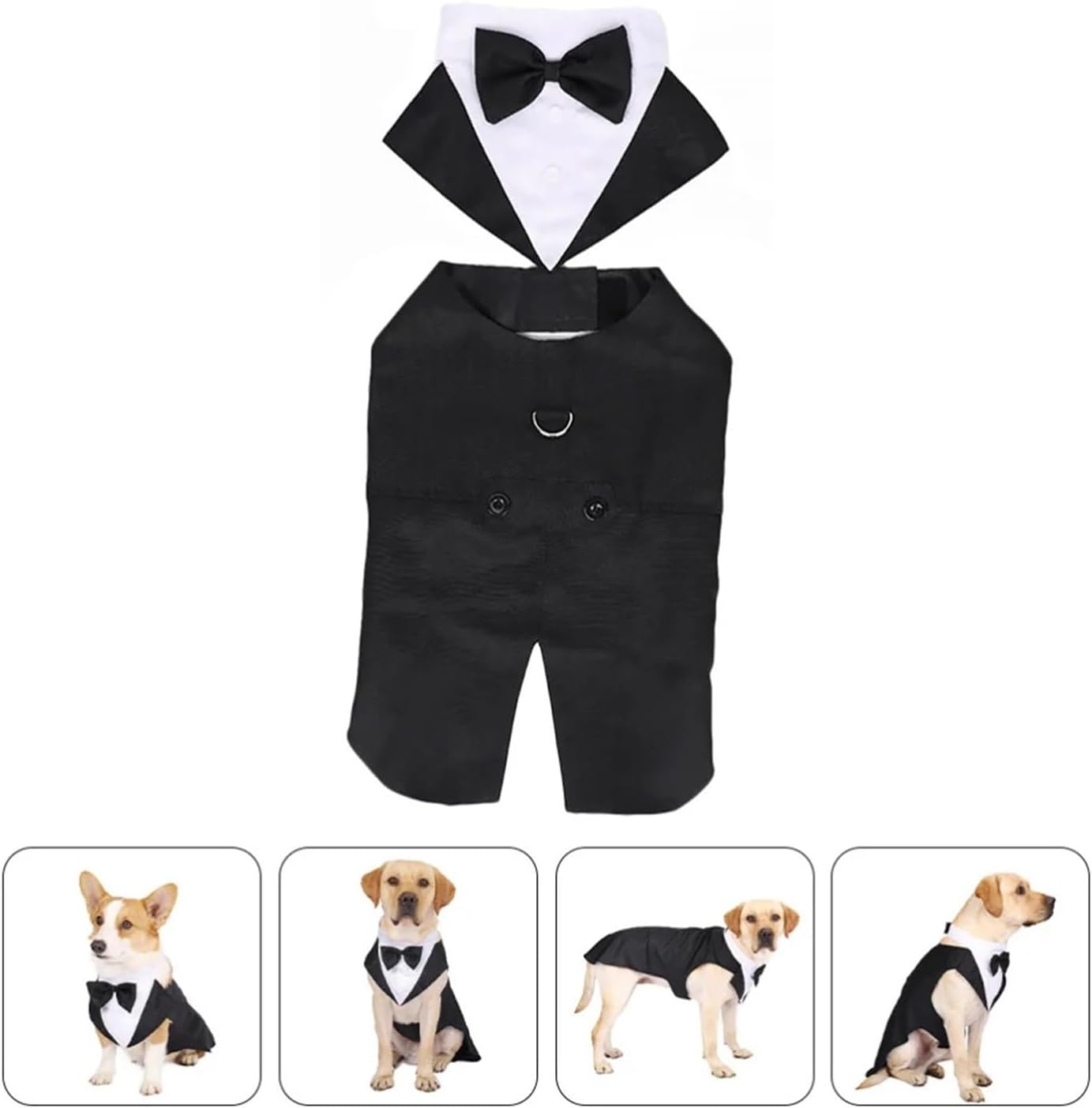 Dog Clothes Dog Pet Suit Dogs Clothes Wedding Outfits Tuxedo Puppy Tie Jumpsuit Shirts Wear Outfit Winter Birthday Tuxedos Apparel Warm (Color : Black White, Size : 2XL)