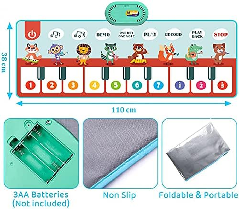 Kids Musical Piano Mats, Musical Toys Baby Floor Piano Keyboard Big Mat Carpet Blanket Touch Playmat Early Education Toys for 1 2 3 4 5 6+ Year Girls Boys Toddlers (110 X 38Cm) image number 2