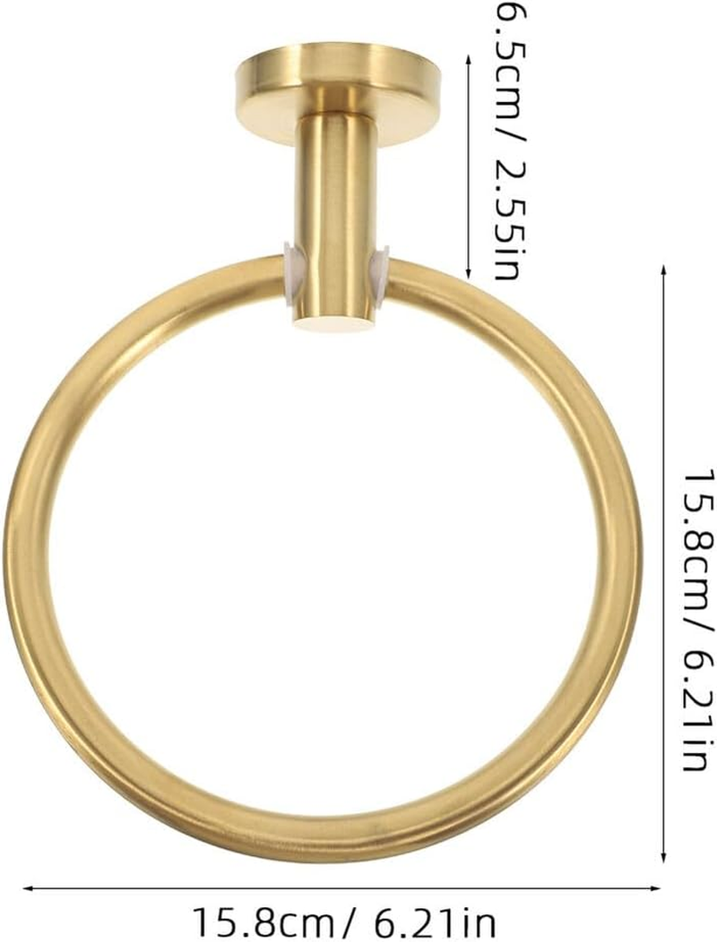 Veemoon Brushed Gold Stainless Steel Towel Ring with Screws Wall Mounted Holder for Bathroom Kitchen Stylish Hand Towels Rack Elegant Hardware Fixture image number 2