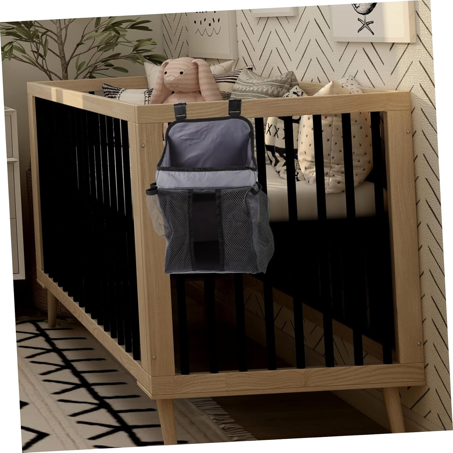 Ibasenice Changing Table Diaper Organizer Hanging Storage Pouch Milk Bottle Organizing Pouch for Parents image number 6