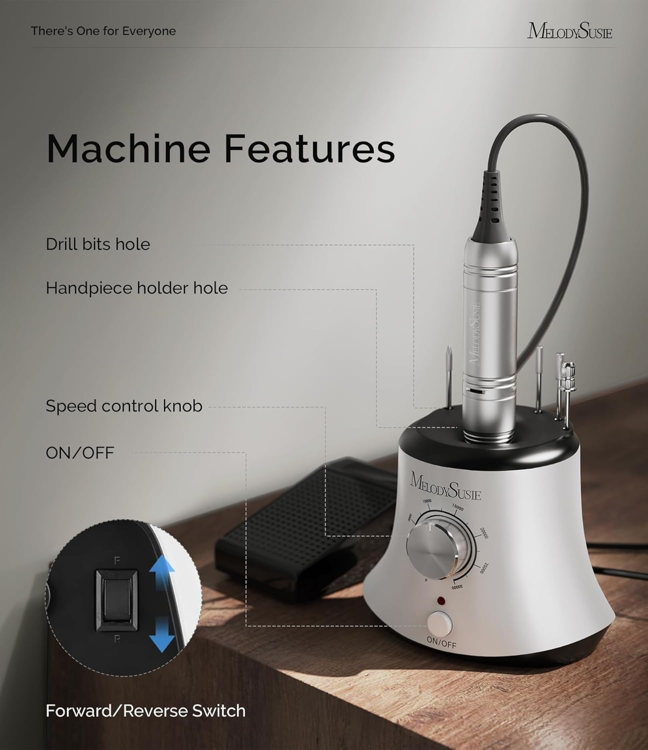 Melodysusie 30000 Rpm Professional Nail Drill-Scarlet, High Speed, Low Heat, Low Noise, Low Vibration, Portable Electric Efile Drill for Shaping, Buffing, Removing Acrylic Nails, Gel Nails, White