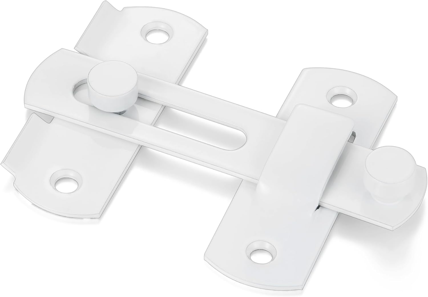 INIRET 4 Packs White Barn Door Latch, 3.93" X 2.75" Stainless Steel Gate Flip Lock, Bi-Fold Sliding Antique Lock for Wine Cabinet Closet, White Finish - White_10 Pack image number 4